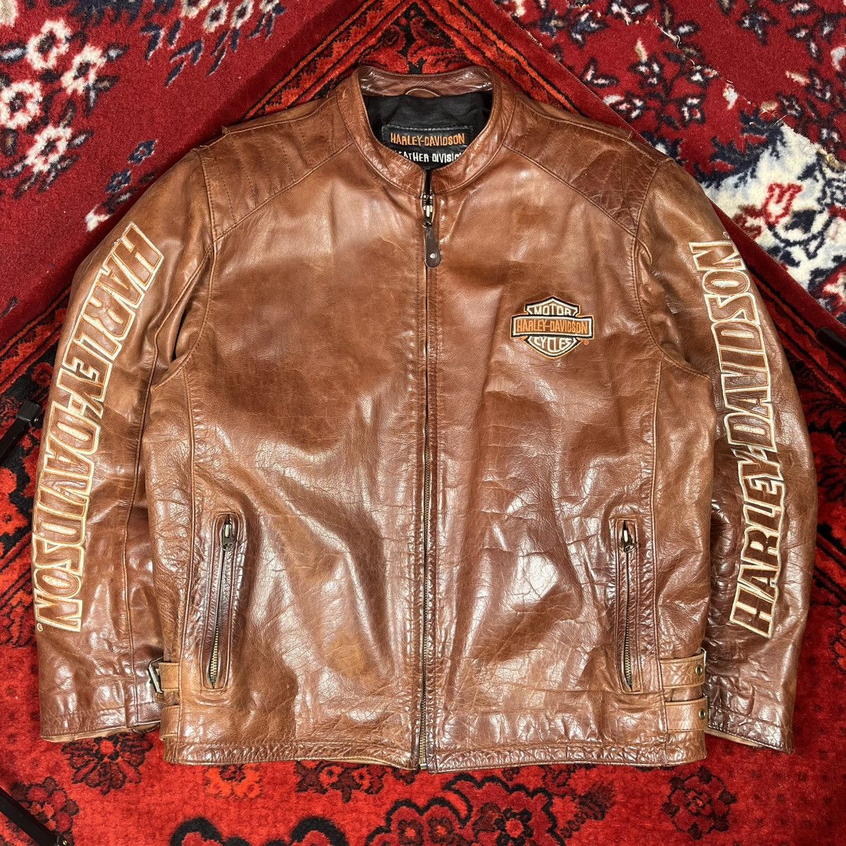 Harley Davidson Biker Harley-Davidson Division Jacket Vintage Cow Leather Size US L / EU 52-54 / 3 - 2 Thumbnail