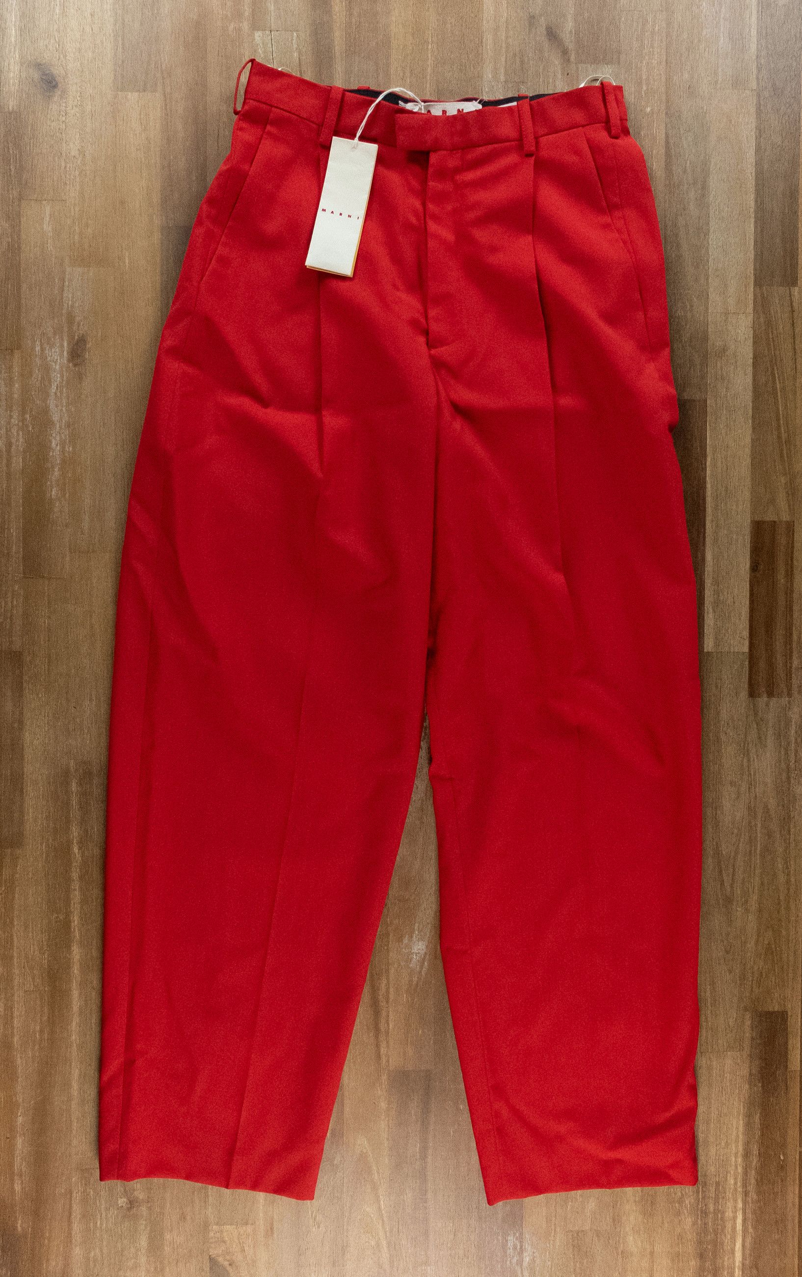 Marni MARNI red pleated front wool straight pants trousers 6 42 Size 28" / US 6 / IT 42 - 6 Thumbnail