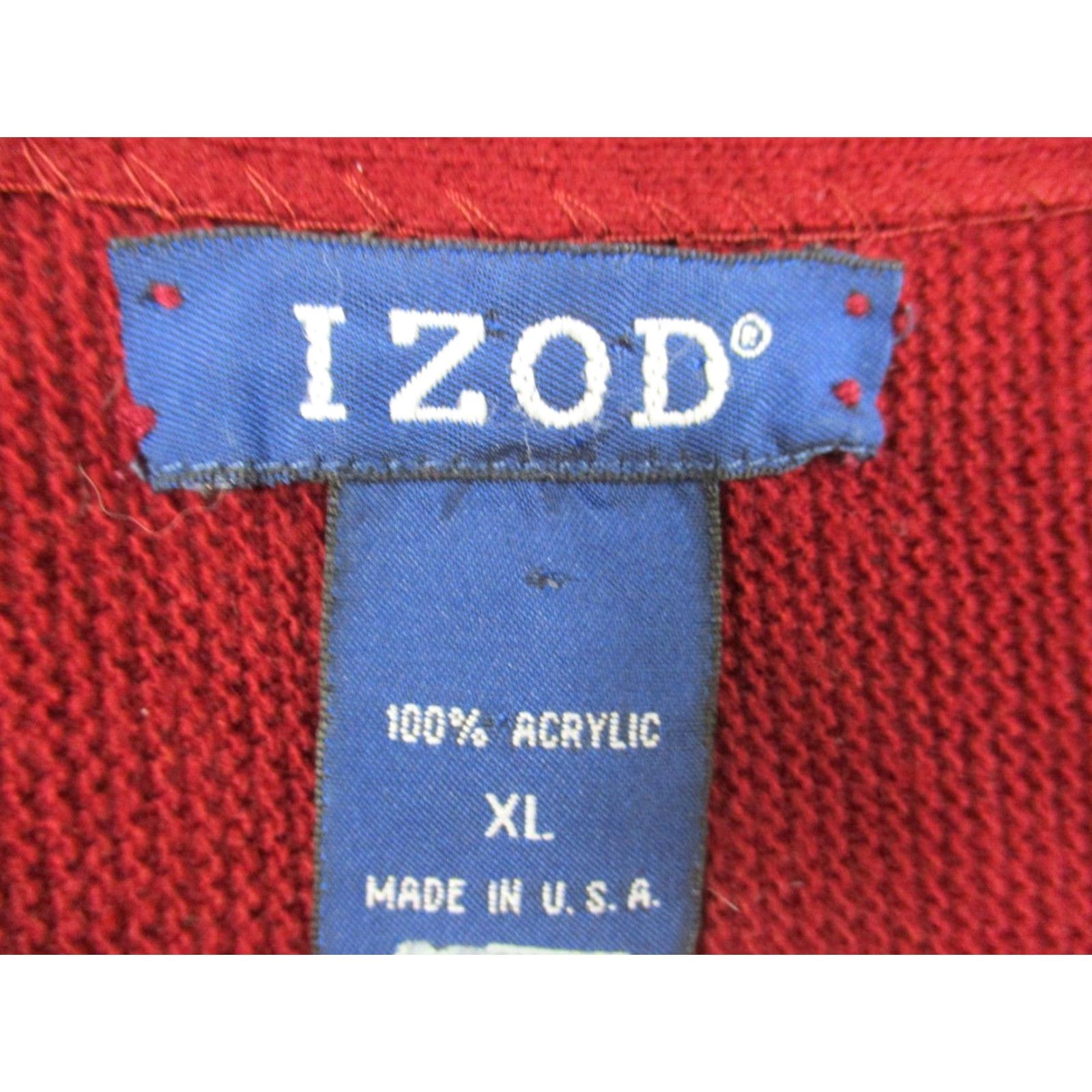 Izod VINTAGE IZOD Cardigan Sweater Men’s XL Red Grandpa Preppy Made in USA Size US XL / EU 56 / 4 - 2 Thumbnail