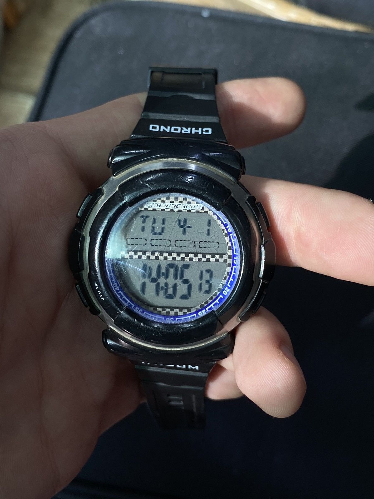 Vintage Black Digital Chronograph Sport Watch WR 10BAR Size ONE SIZE - 5 Thumbnail