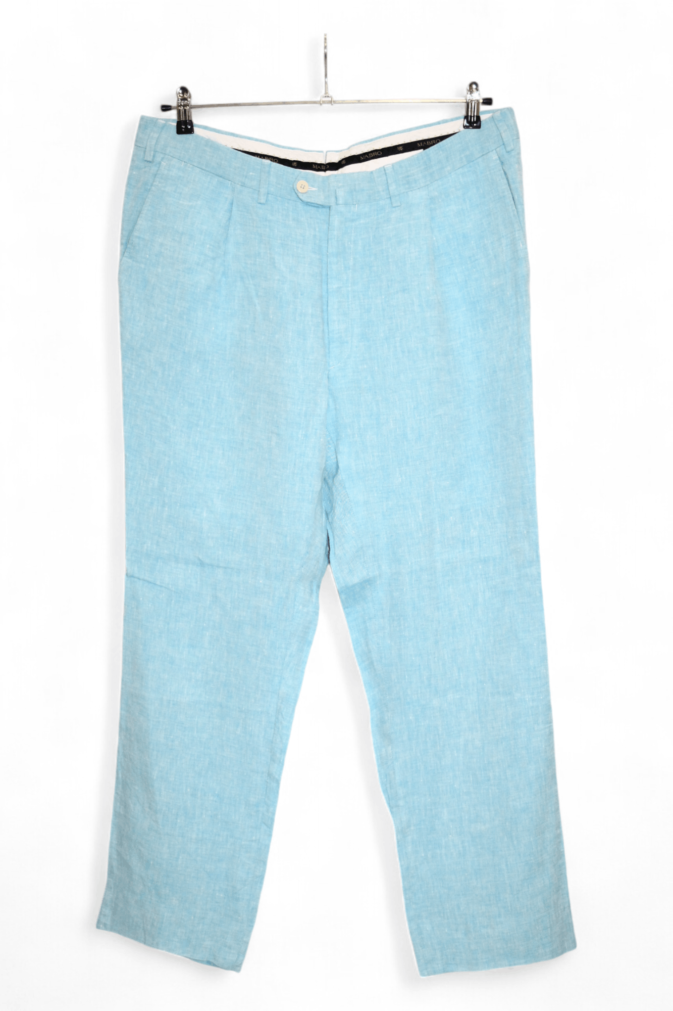Eidos Napoli Gaiola Napoli x Massa Capri Aquamarine Pure Linen Trousers Size US 40 / EU 56 - 1 Thumbnail