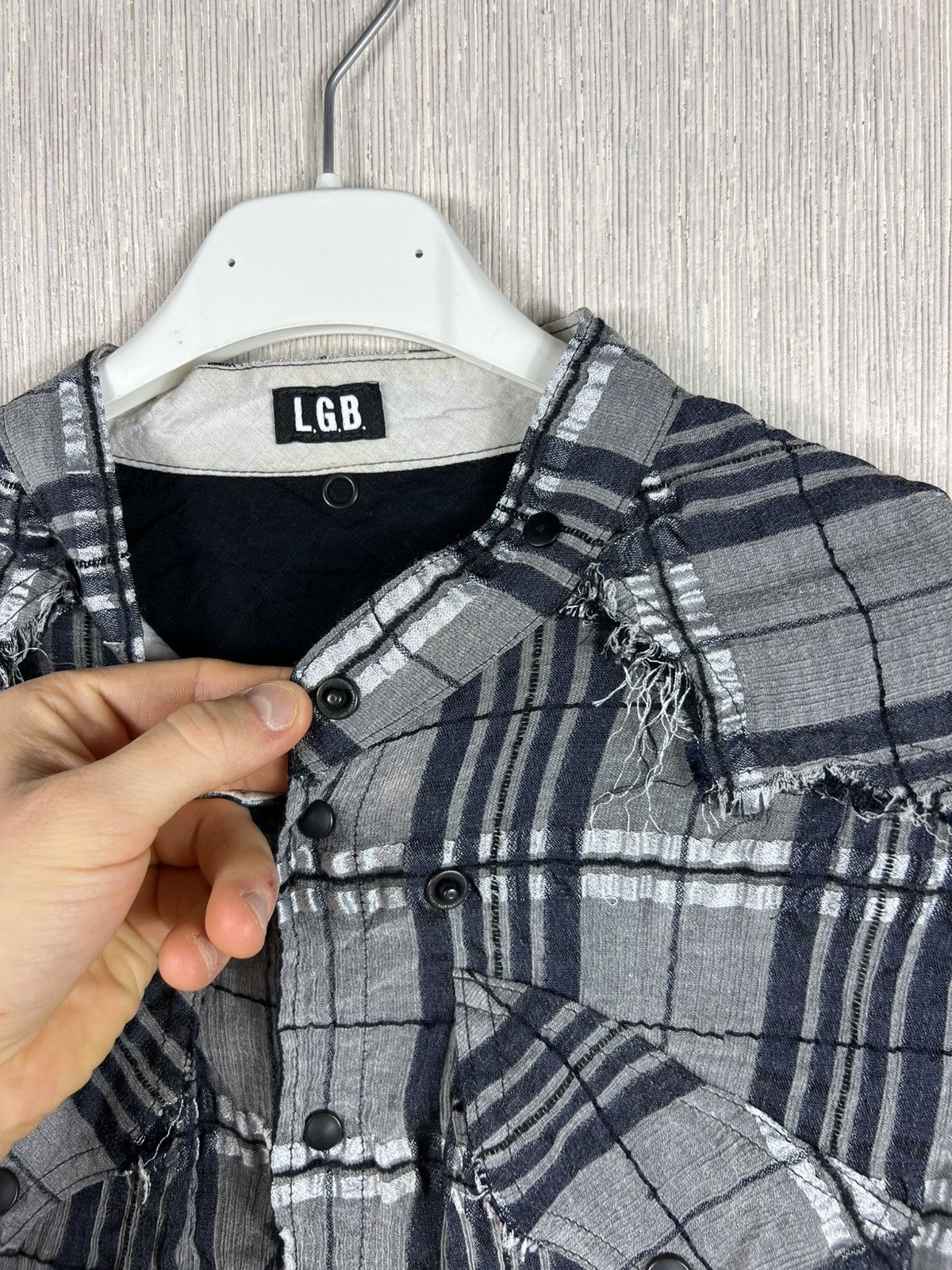 Le Grande Bleu (L.G.B.) L.G.B Le Grande Bleu rockabilly ripped plaid button up shirt Size US S / EU 44-46 / 1 - 10 Thumbnail