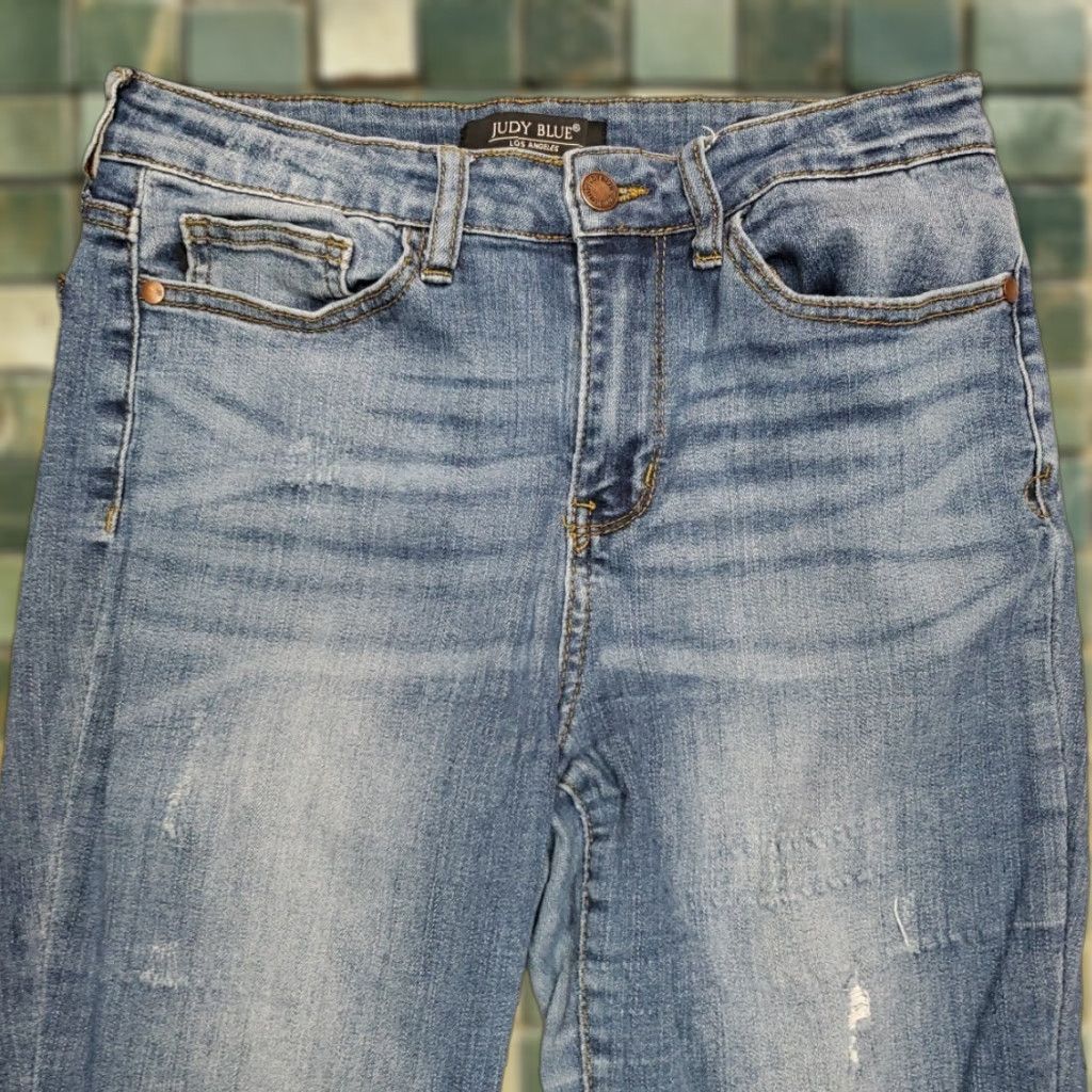 Vintage VINTAGE Judy Blue Jeans Women 30 Distressed Whiskered Faded Stretch Relaxed fit JB82271 Size 30" / US 8 / IT 44 - 1 Thumbnail