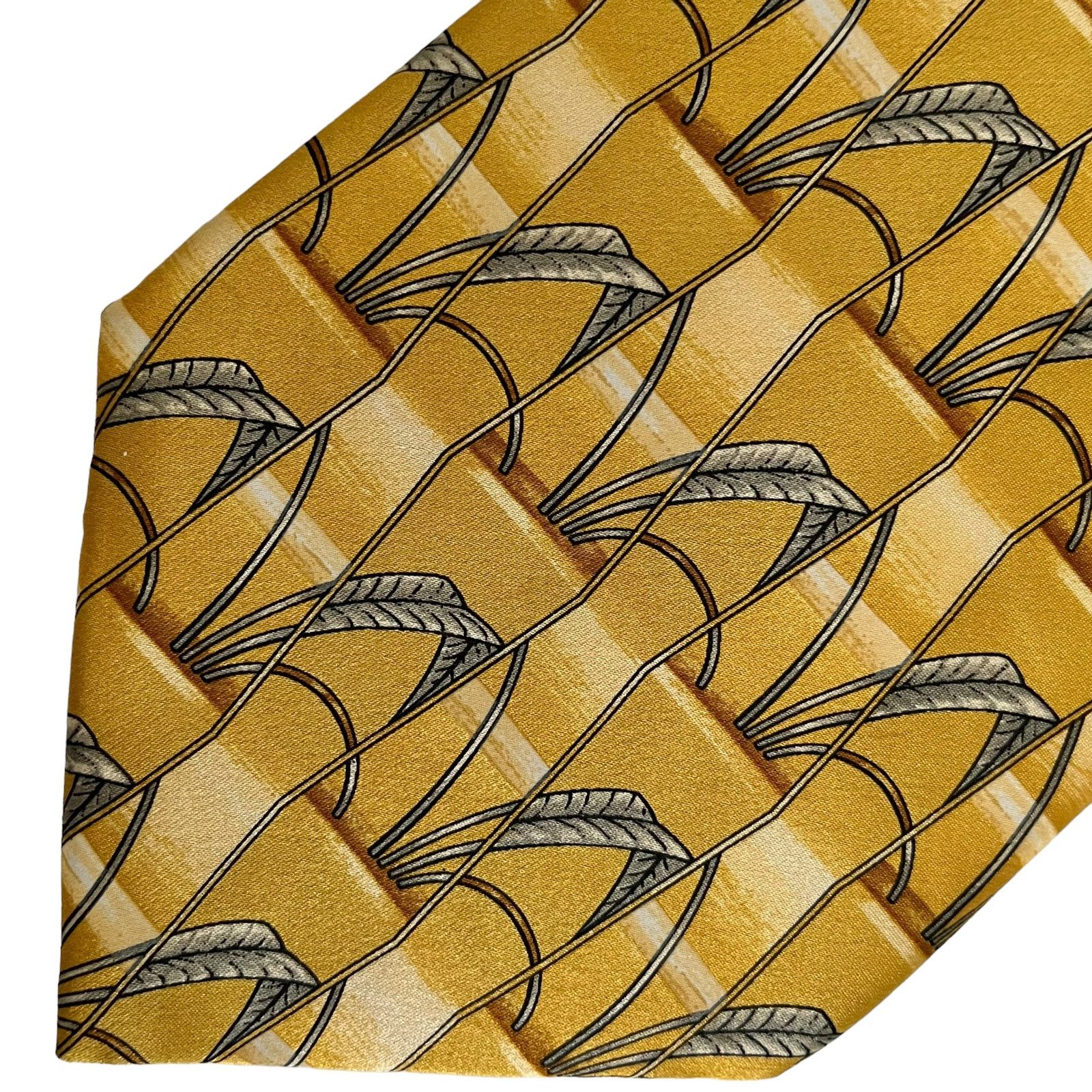 Lanvin Lanvin Paris Golden Yellow Geometric Pattern Print Silk Tie Size ONE SIZE - 9 Thumbnail