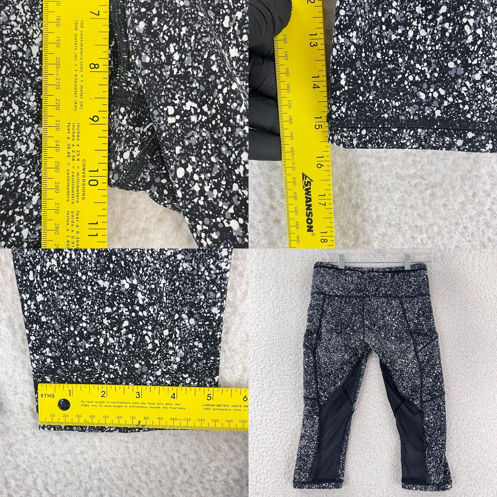Lululemon Lululemon Outrun 17" Crop Leggings Womens Size 6 Black Splatter Activewear Gym Size 27" / US 4 / IT 40 - 8 Thumbnail