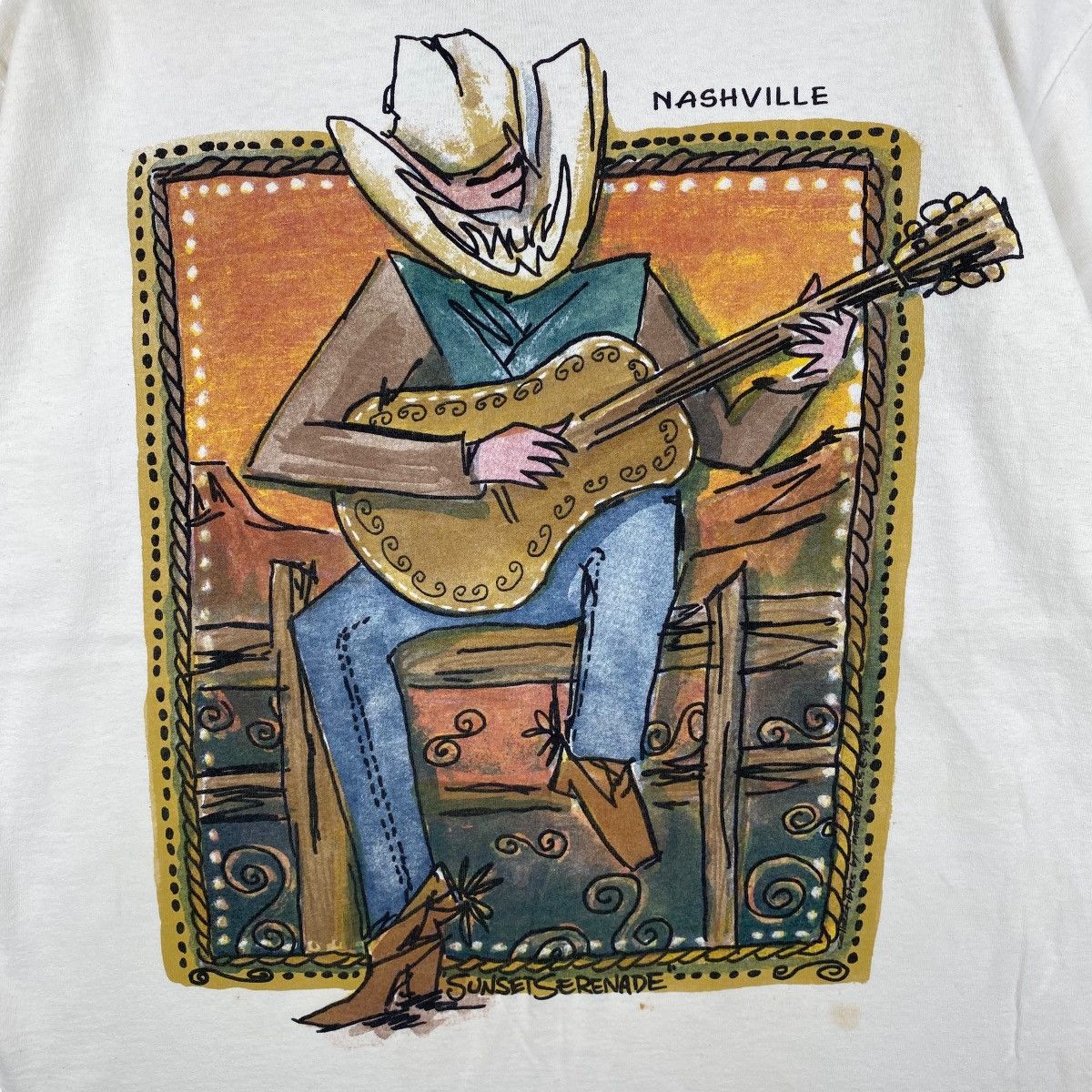 Vintage Vintage 90's NASHVILLE ECLECTIC COWBOY Graphic Tee Shirt Size US L / EU 52-54 / 3 - 2 Thumbnail