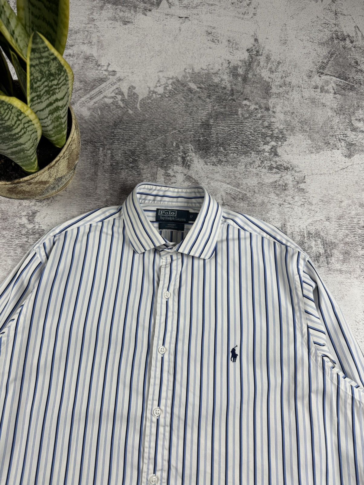 Polo Ralph Lauren Polo Ralph Lauren Blue Striped Blank Longsleeve Button Shirt Size US XL / EU 56 / 4 - 7 Thumbnail
