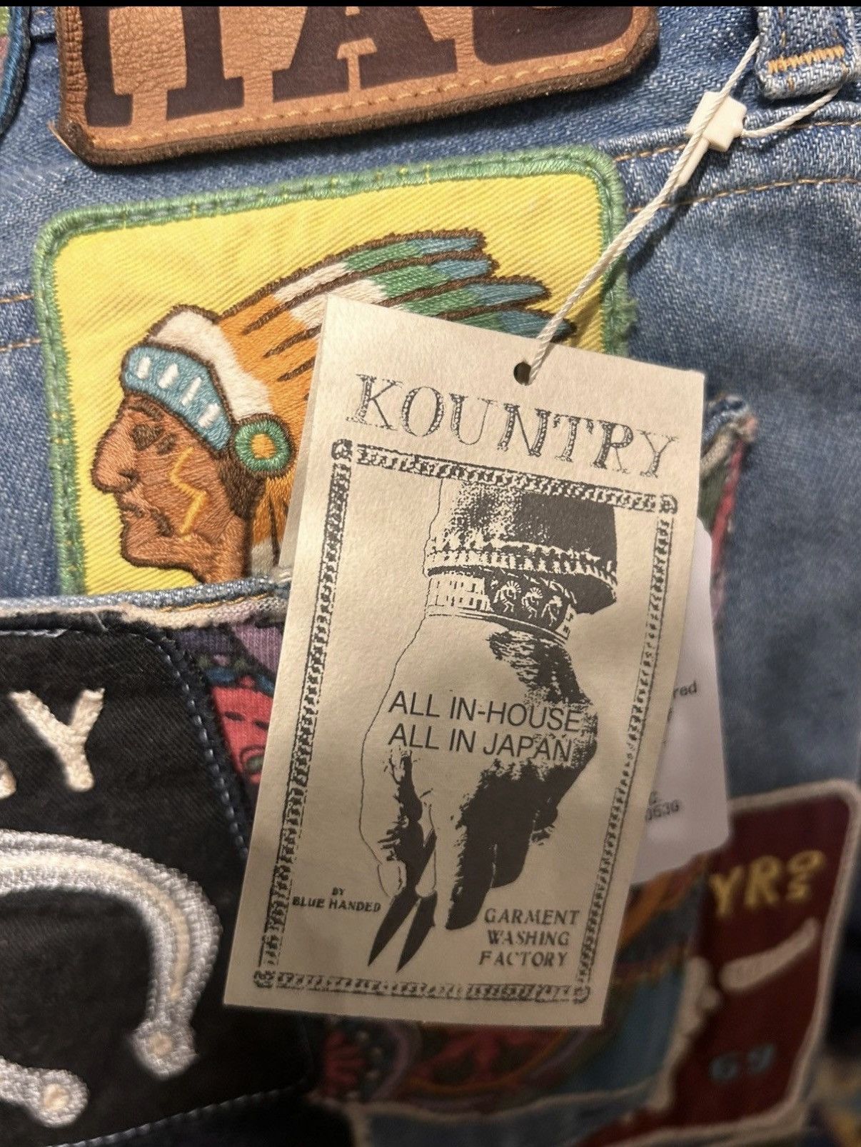 Kapital Kountry Kapital 12.5oz Denim 5P RAT Flare Patch (ZEPHYROS INSANE) Size US 36 / EU 52 - 4 Thumbnail