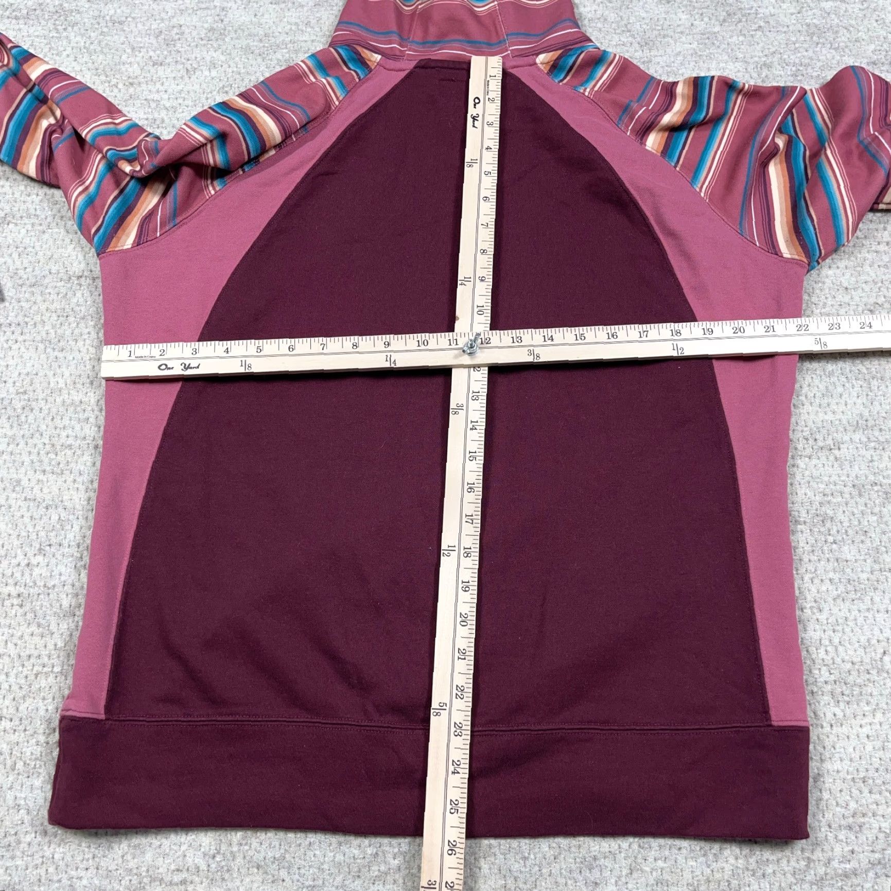 Vintage Hooey Hoodie Men Large Maroon Pink Striped Sweatshirt Southwestern Western Adult Zip Round Neck Hooded Logo Embroidered Pockets Size US L / EU 52-54 / 3 - 7 Thumbnail