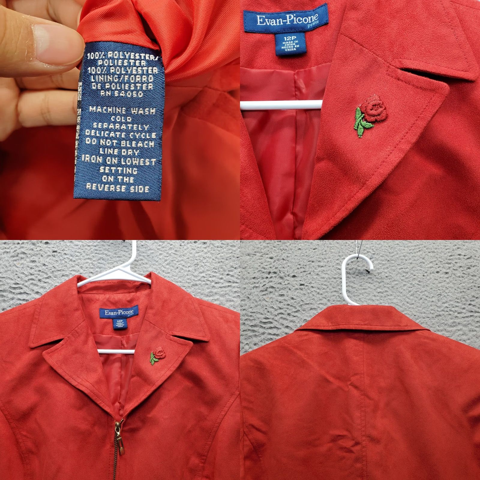 Evan Picone Evan-Picone Blazer Jacket Womens 12P Red Long Sleeve Notch Lapel Full Zip Dressy Blazer Jacket Women Size 12P Red Womens Size XL / US 12-14 / IT 48-50 - 8 Thumbnail