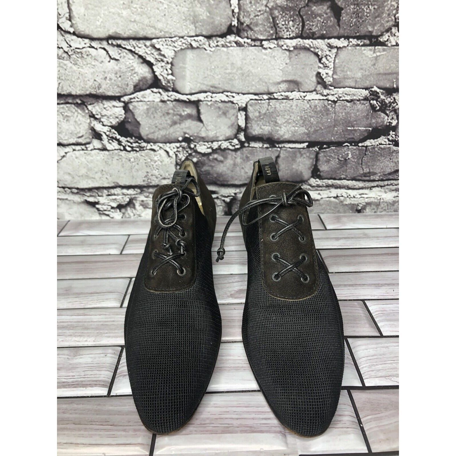 Walter Steiger Walter Steiger Black Suede Leather Lace Up Low Heel Oxfords Size US 5.5 / IT 35.5 - 2 Thumbnail