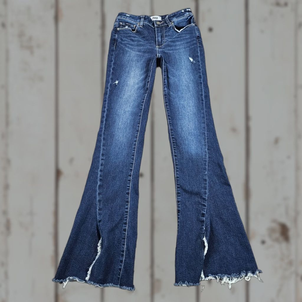 VINTAGE Paige Women Jeans Flared Low Rise Dark Wash 26 Waist