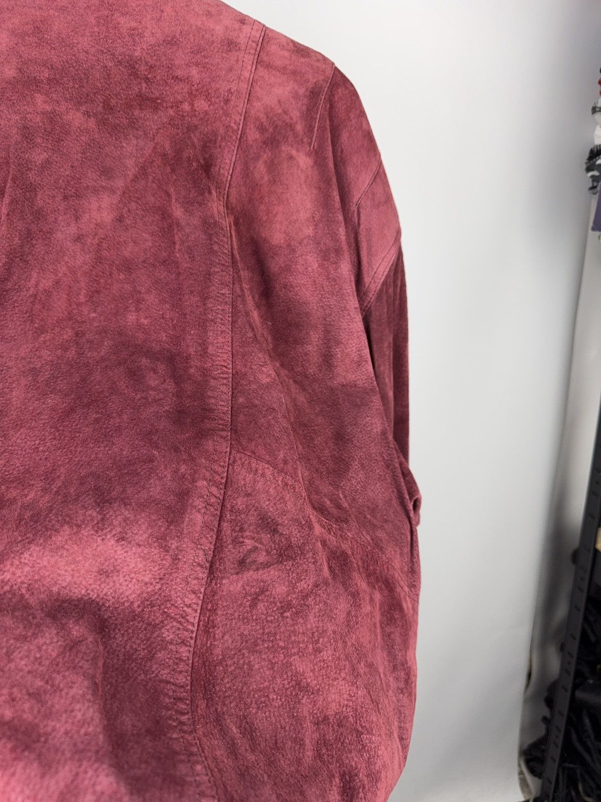 Japanese Brand Vintage 90s Retro Oversized Burgundy Suede Leather Bomber Size US L / EU 52-54 / 3 - 10 Thumbnail
