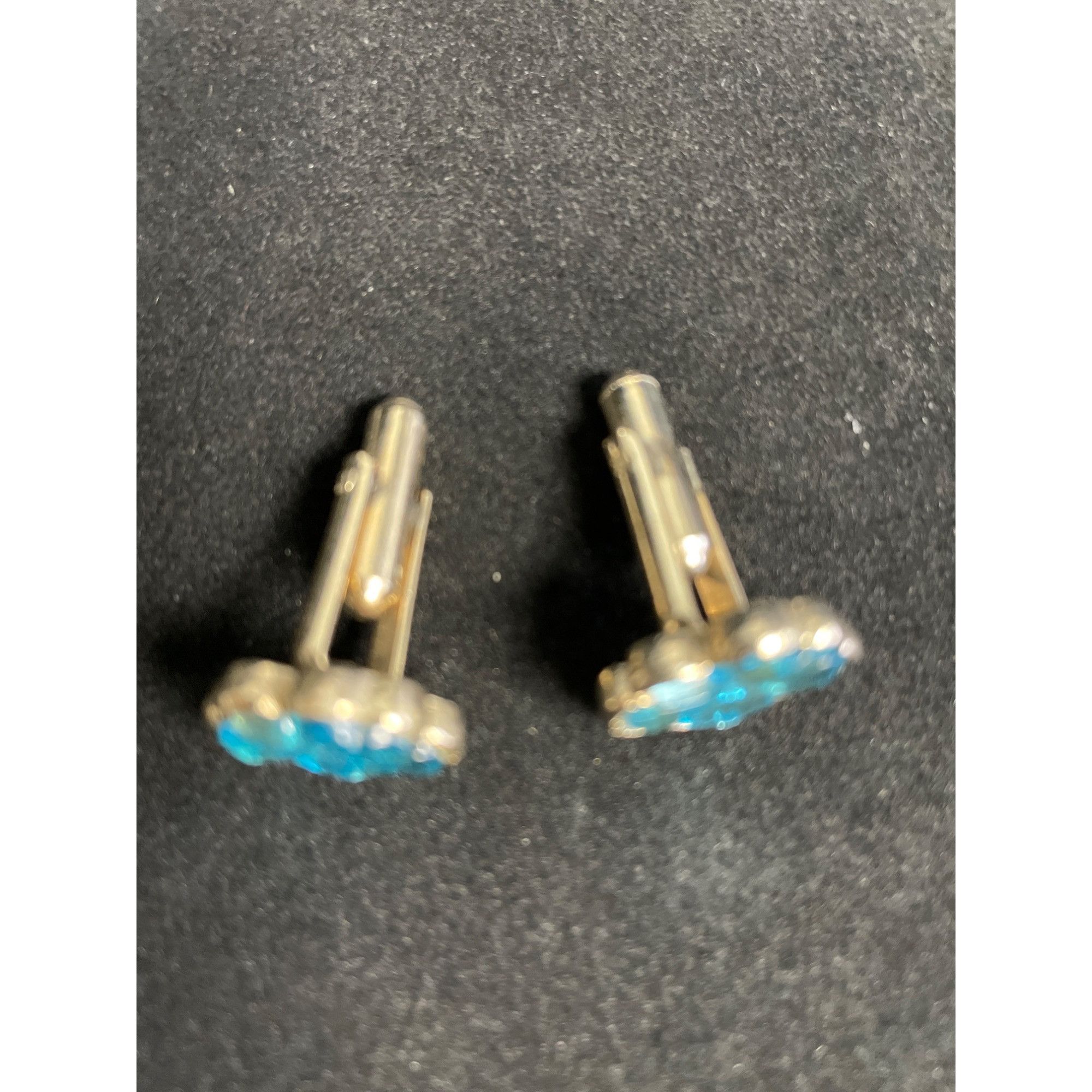 Other Vintage Men's Cufflinks Aqua Blue Stone 4 leaf clover with s Size ONE SIZE - 2 Thumbnail