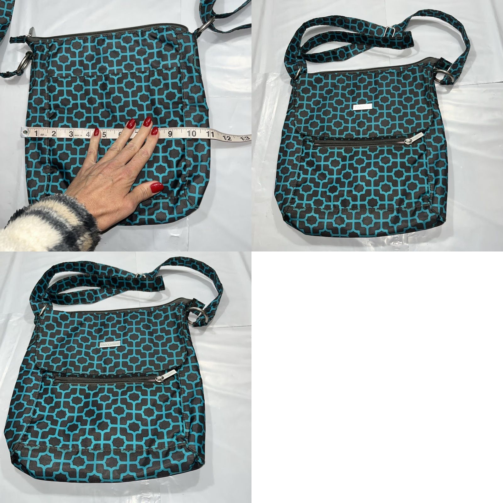 Vintage Baggallini Crossbody Bag Purse Gray Geometric Adjustable Strap Pink Lining 11” X 11” Women Bag Crossbody 11 in 11 in Size ONE SIZE - 9 Thumbnail