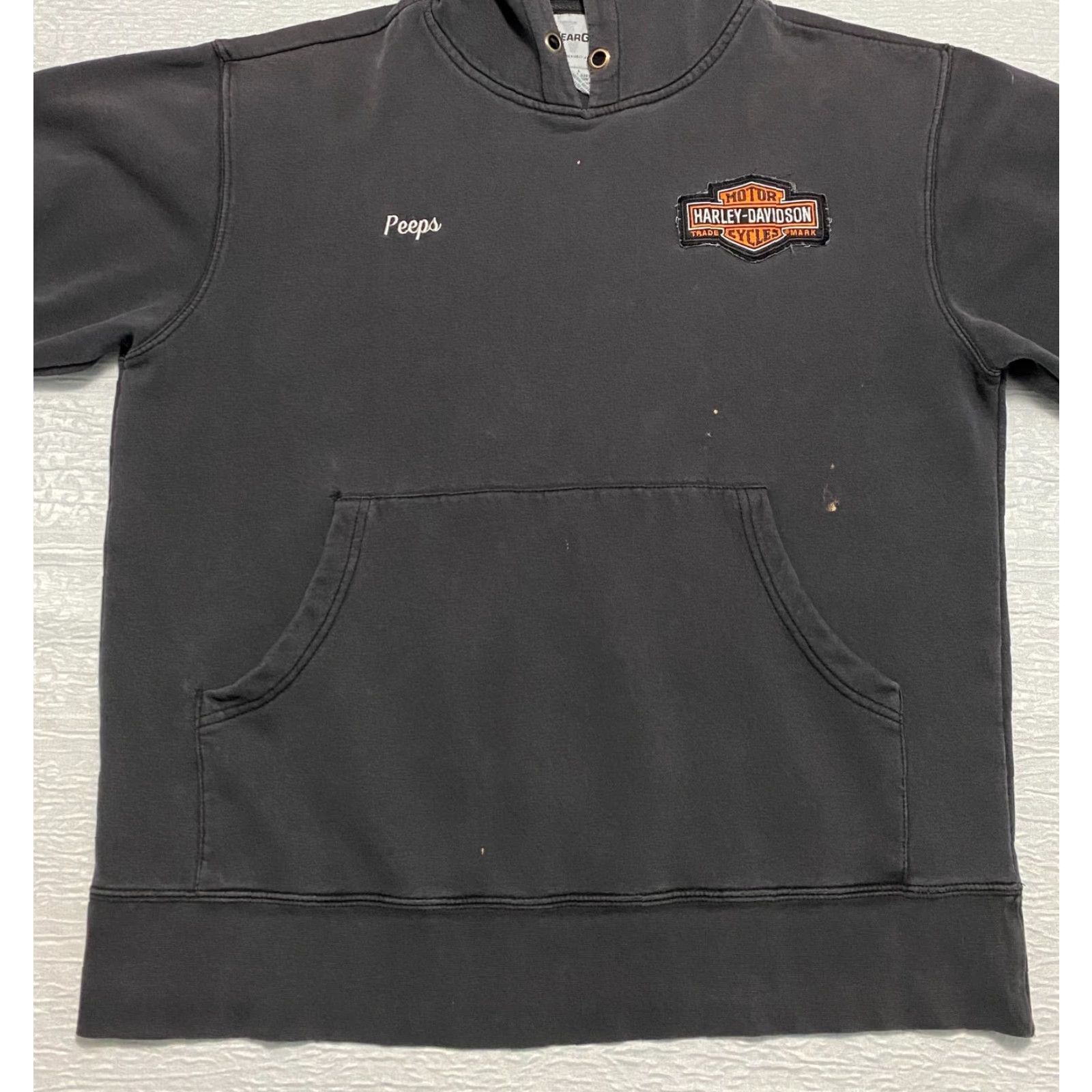 Harley Davidson VINTAGE Harley-Davidson Shop Mens L Pullover Hooded Sweatshirt Black Peeps Size US L / EU 52-54 / 3 - 7 Thumbnail