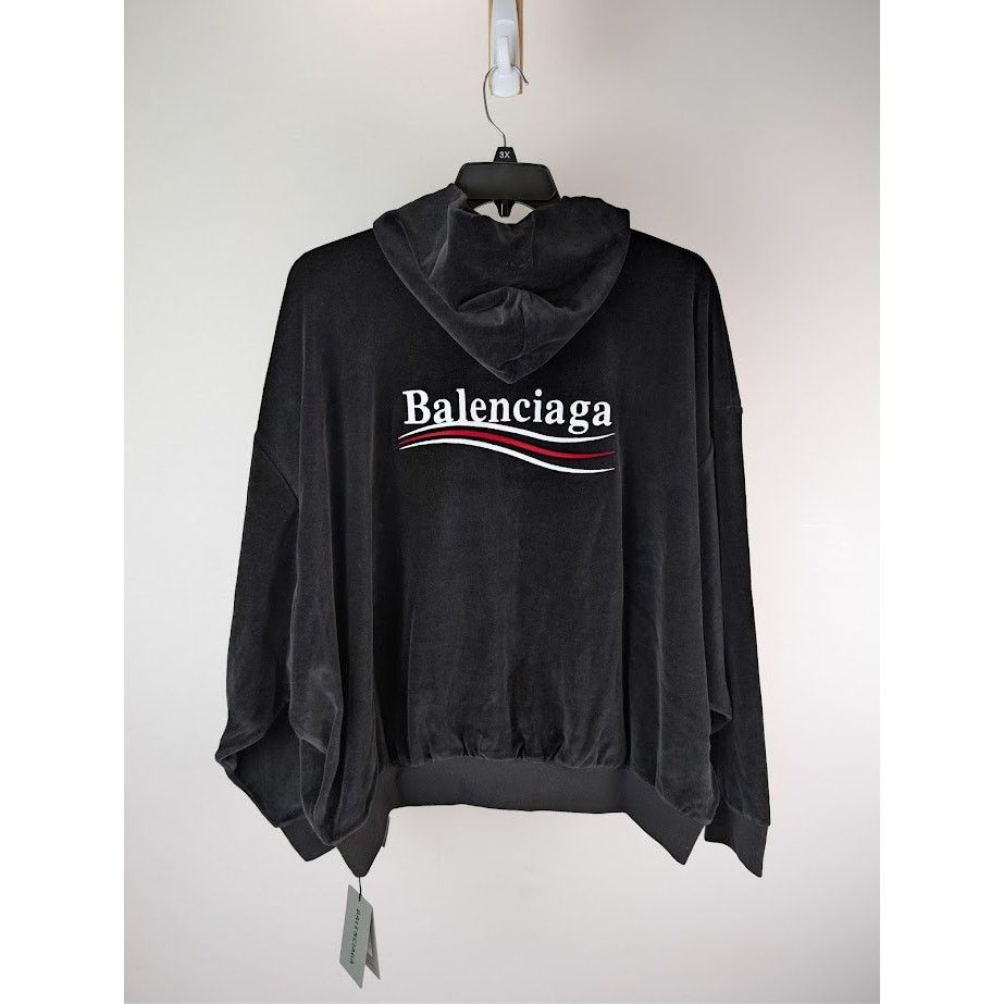 Balenciaga o1rshd1 Oversized Zip-Up Hoodies in Black/White Size US M / EU 48-50 / 2 - 15 Thumbnail