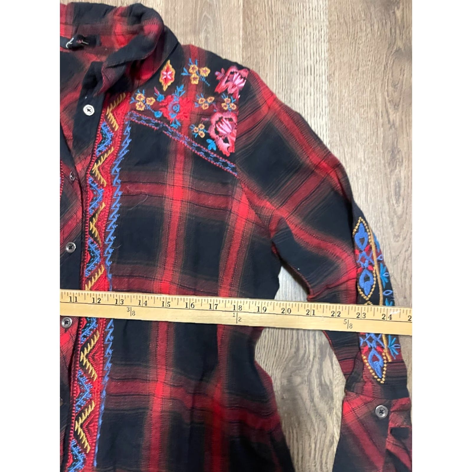 Vintage Caleooa Shirt Women's XL Black Red Plaid Button Up Long Sleeve Size XL / US 12-14 / IT 48-50 - 6 Thumbnail