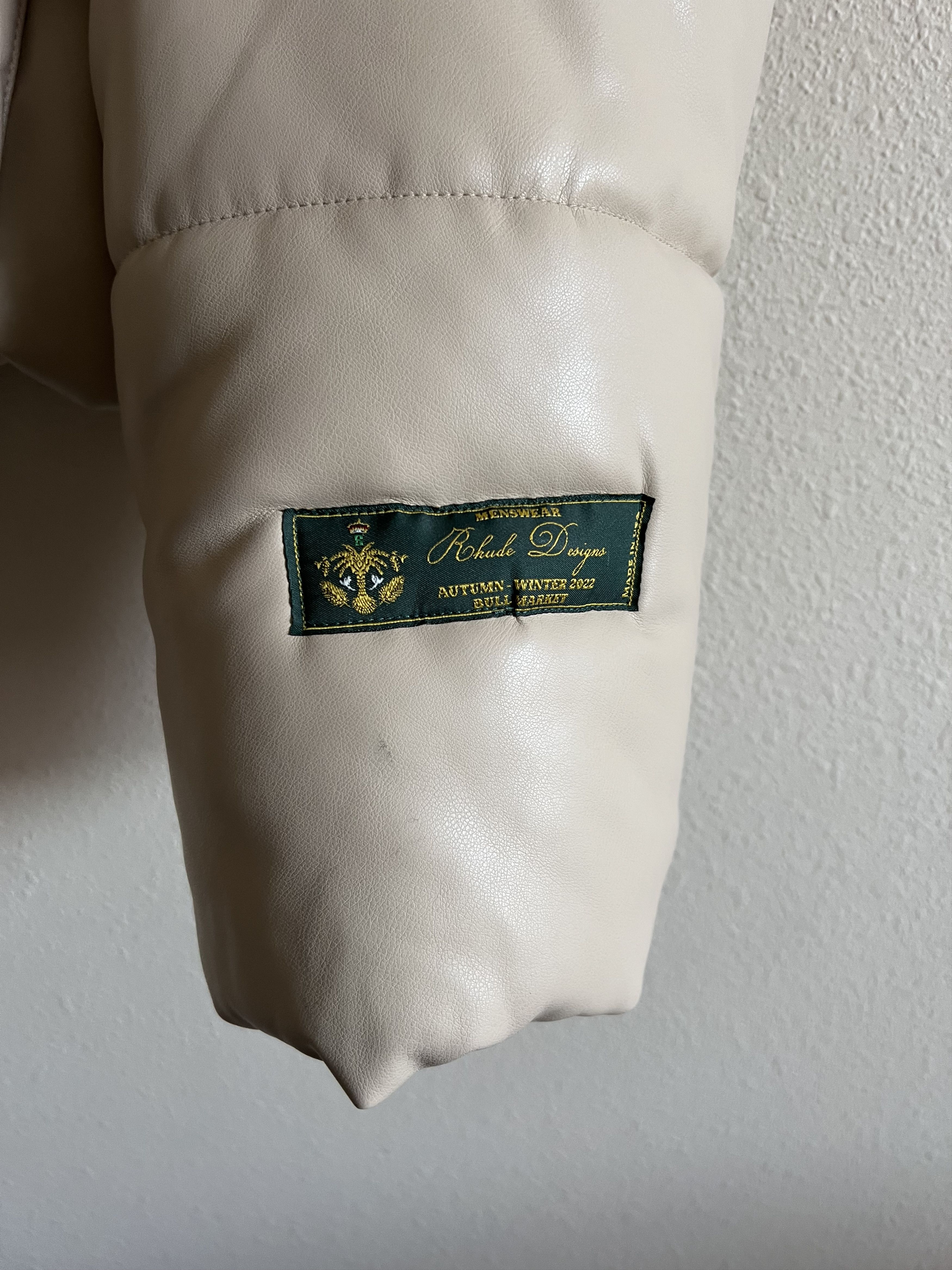 Rhude Rhude Classique Faux Leather Puffer Jacket in Beige Size US L / EU 52-54 / 3 - 5 Thumbnail
