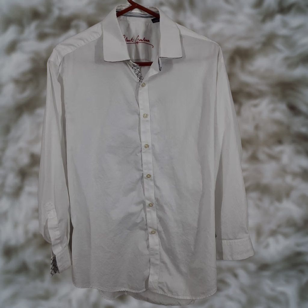 Robert Graham Robert Graham Shirt Mens L White Long Sleeve Button-Up Size US L / EU 52-54 / 3 - 1 Thumbnail