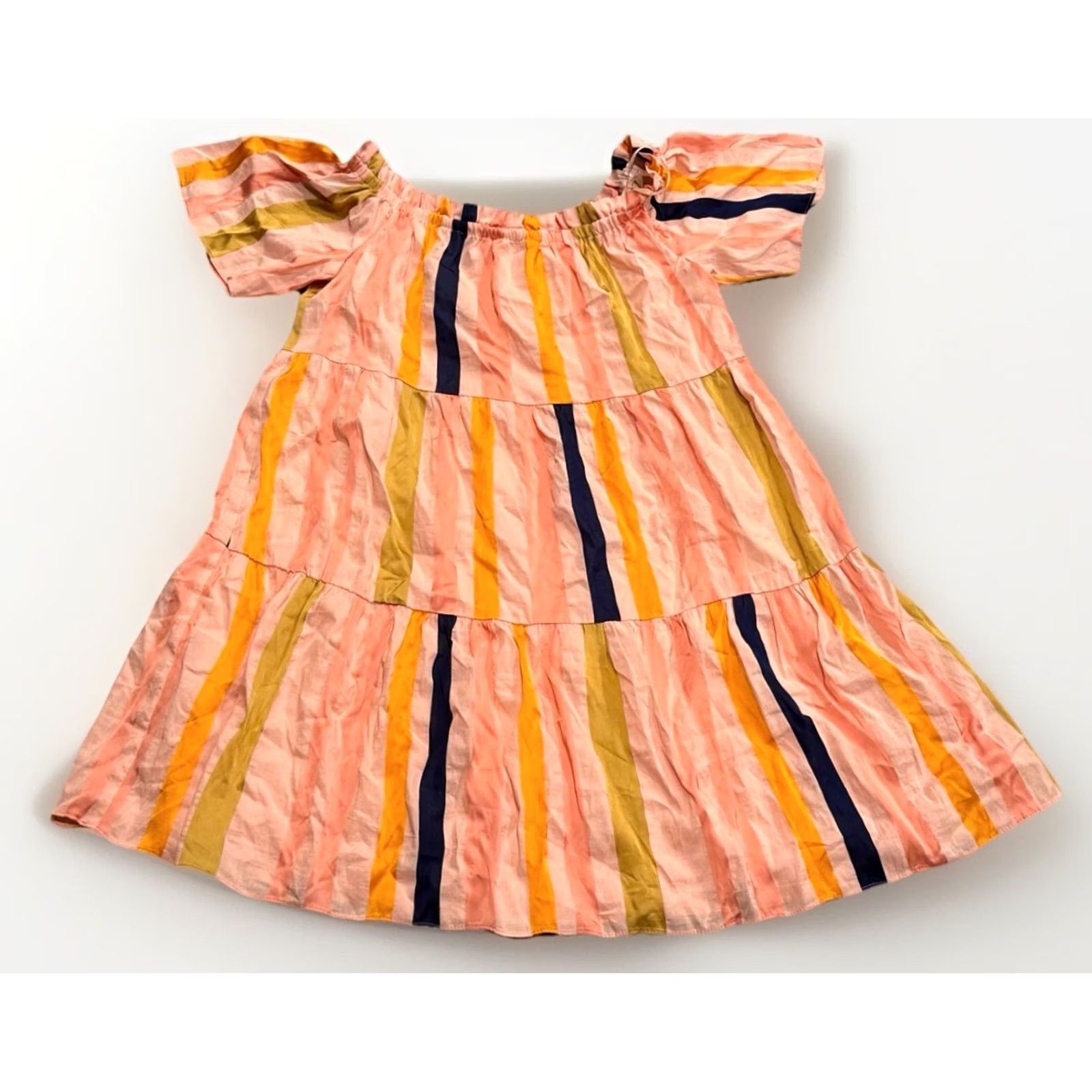 Trina Turk Trina Turk Dress Womens 6 Pink Italian Cabana Striped Linen Blend Off The Shoulder Size M / US 6-8 / IT 42-44 - 3 Thumbnail