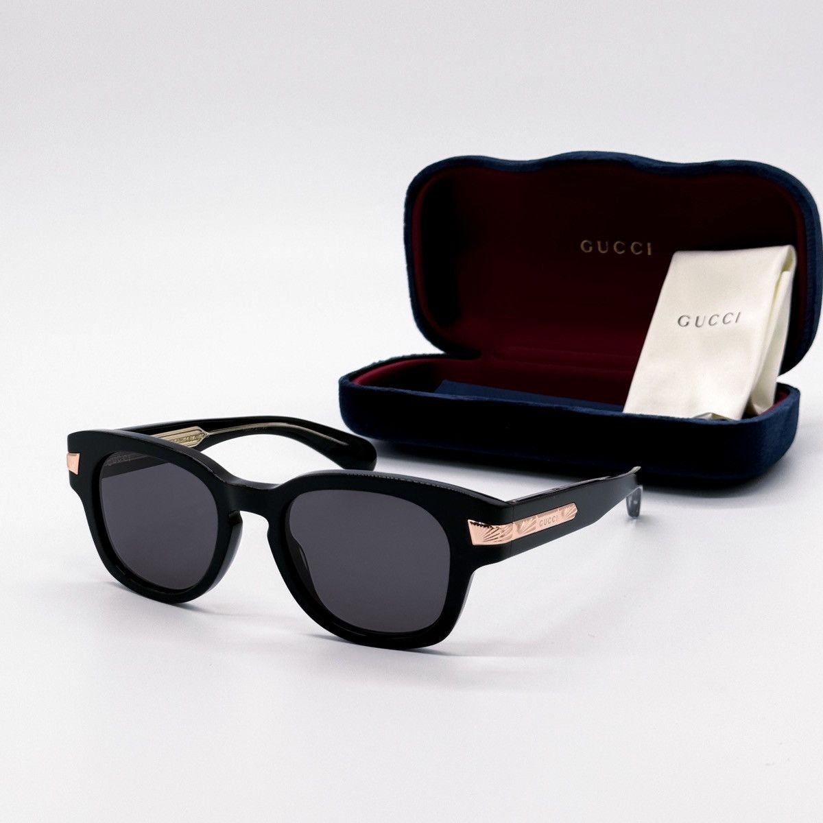 Gucci NEW GUCCI GG1518S 001 SQUARE BLACK GREY MEN SUNGLASSES GUCCI Size ONE SIZE - 1 Thumbnail