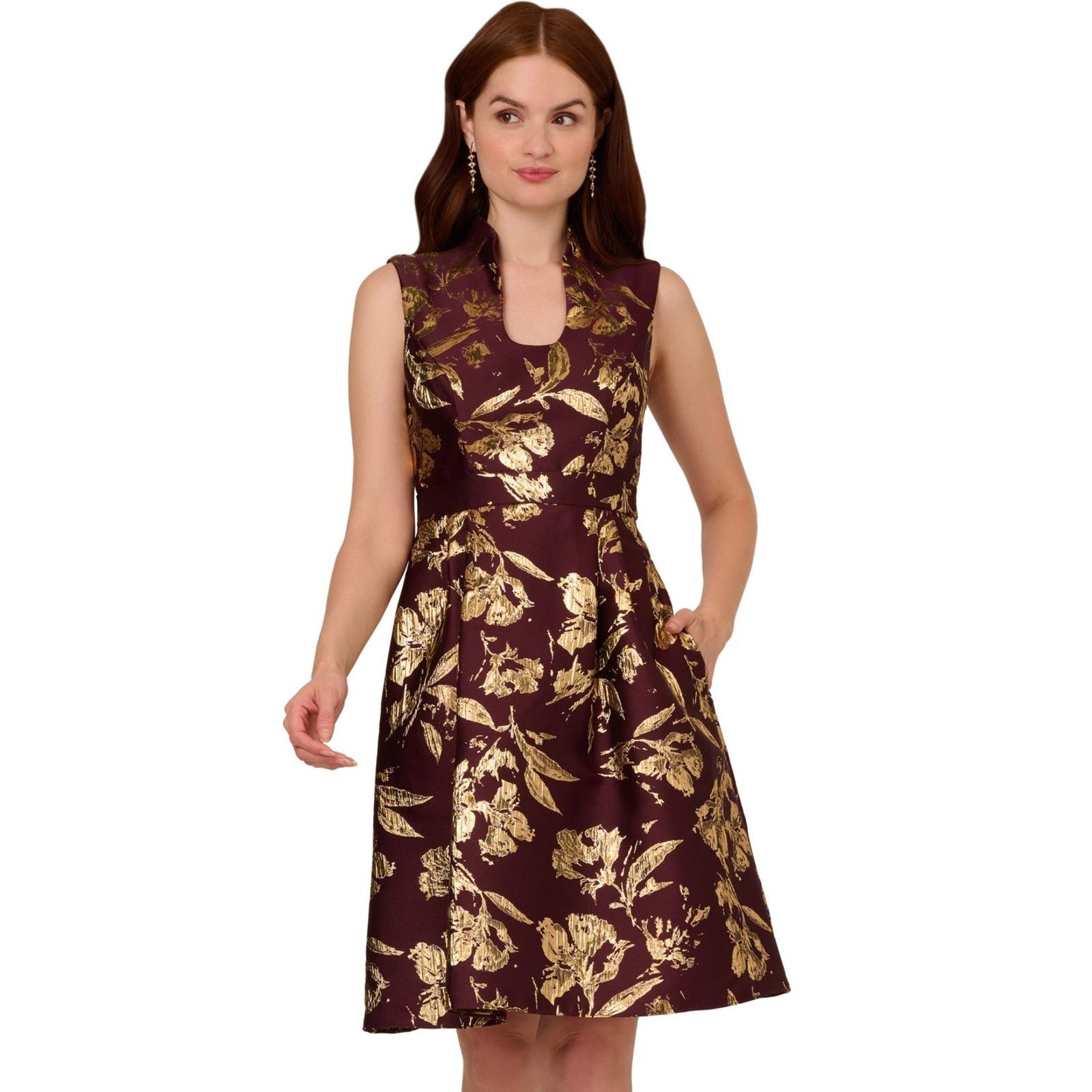 Adrianna Papell Adrianna Papell Women's Red Metallic Jacquard Size 2 Size XS / US 0-2 / IT 36-38 - 1 Thumbnail