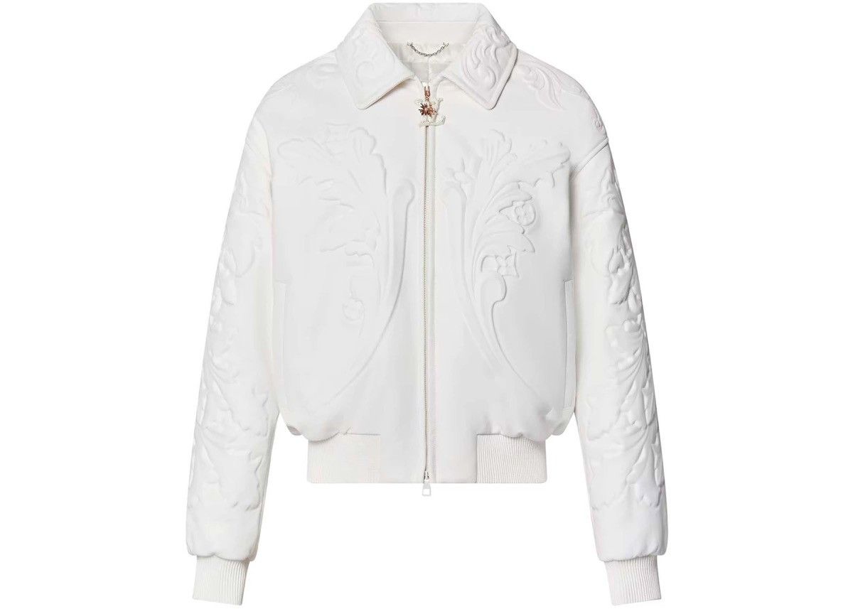 Image of Louis Vuitton Spring 23 Lv Oranments Leather Blouson in White, Men's (Size Small)