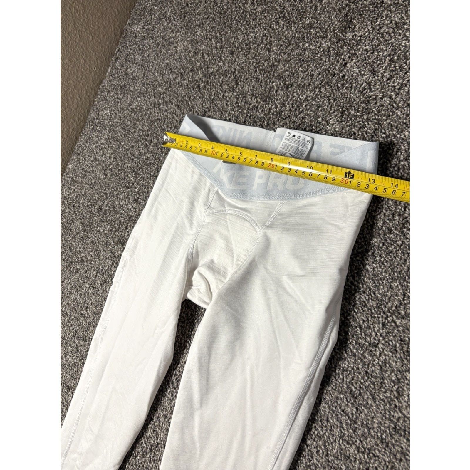Nike VINTAGE Nike Pro Compression Pants Mens Medium White Running Training 929711 Size US 31 - 5 Thumbnail