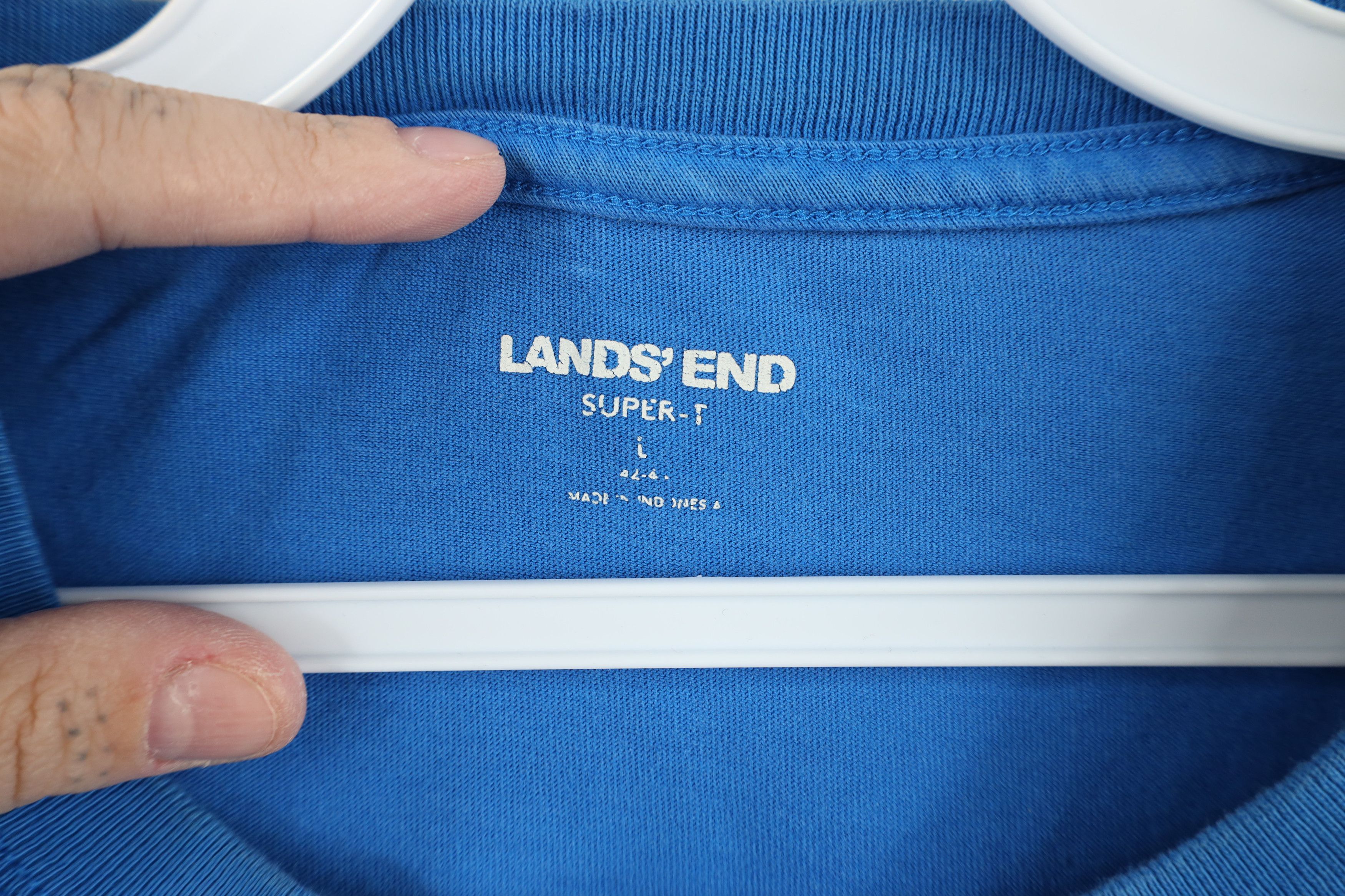 Lands' End Vintage Y2K Lands End Blank Short Sleeve T-Shirt Blue Cotton Size US L / EU 52-54 / 3 - 8 Thumbnail