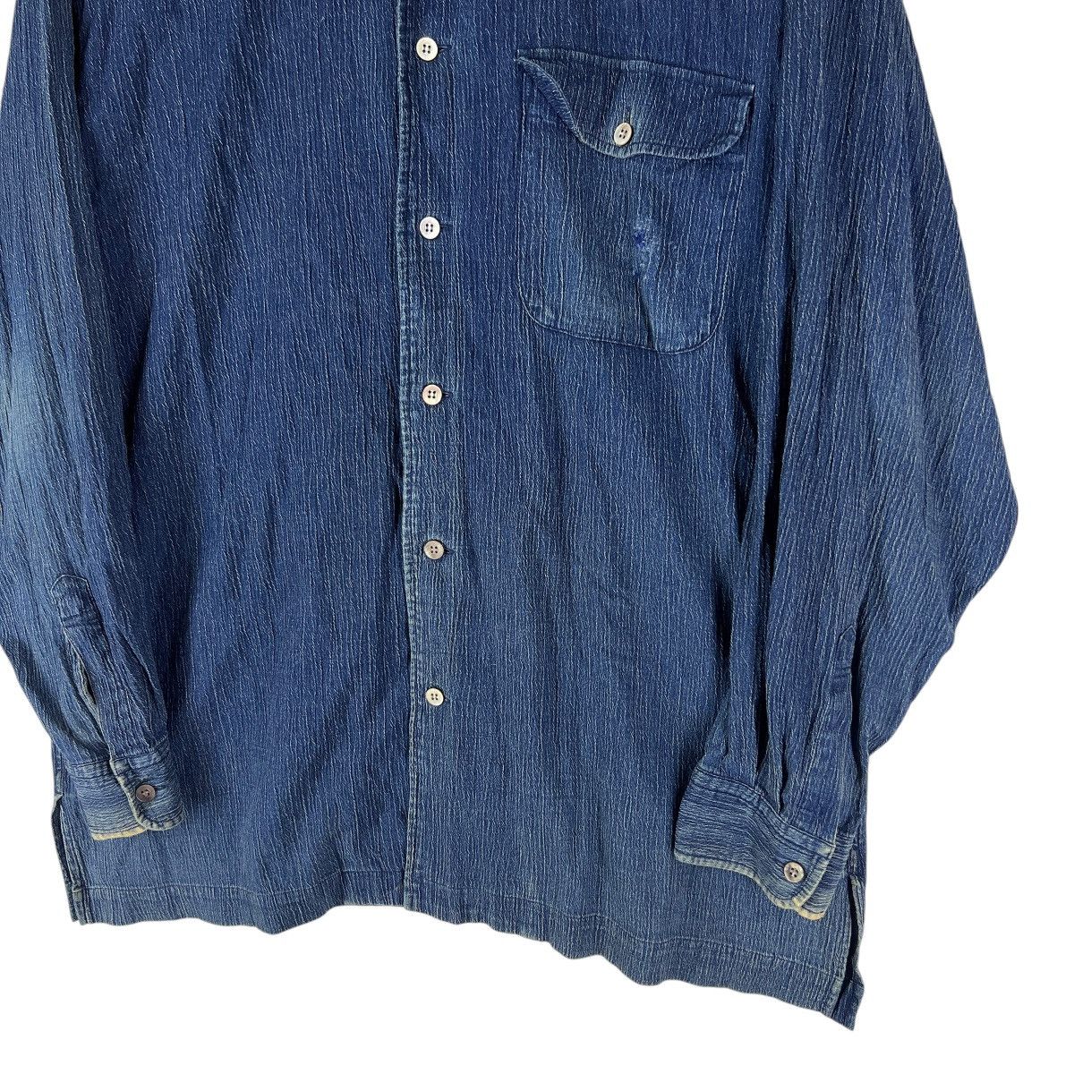 Issey Miyake 90s Issey Miyake Indigo Shirt Oversized Jacket Colar Less Size US L / EU 52-54 / 3 - 5 Thumbnail