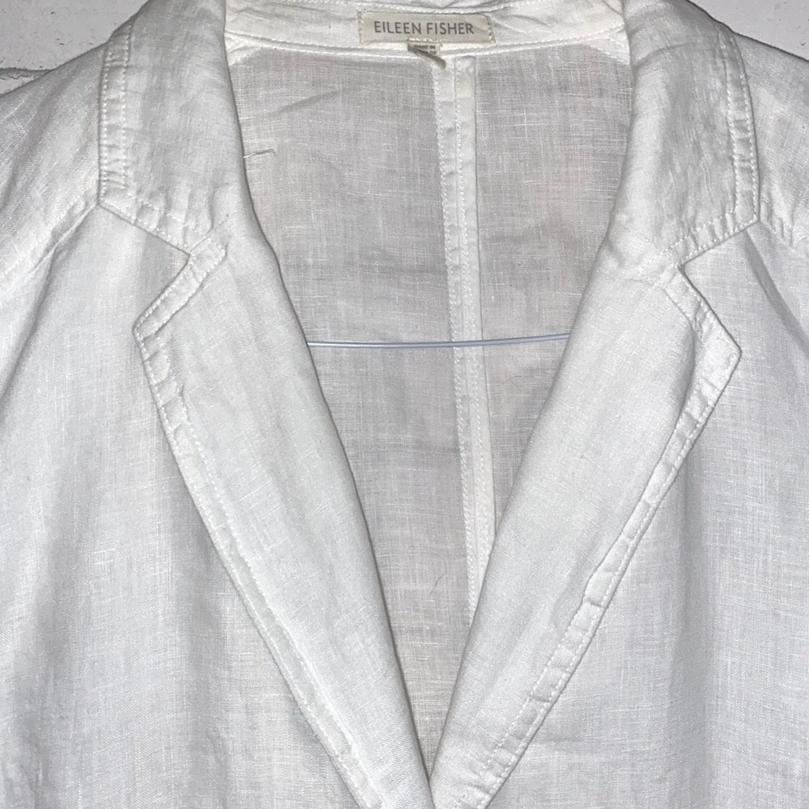 Eileen Fisher EILEEN FISHER $238 White Irish Linen 2 Button Blazer S Size S / US 4 / IT 40 - 6 Thumbnail