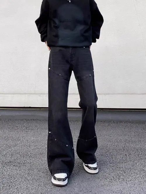 VIBE Street hip-hop spliced studded baggy micro jeans Size US 30 / EU 46 - 8 Thumbnail