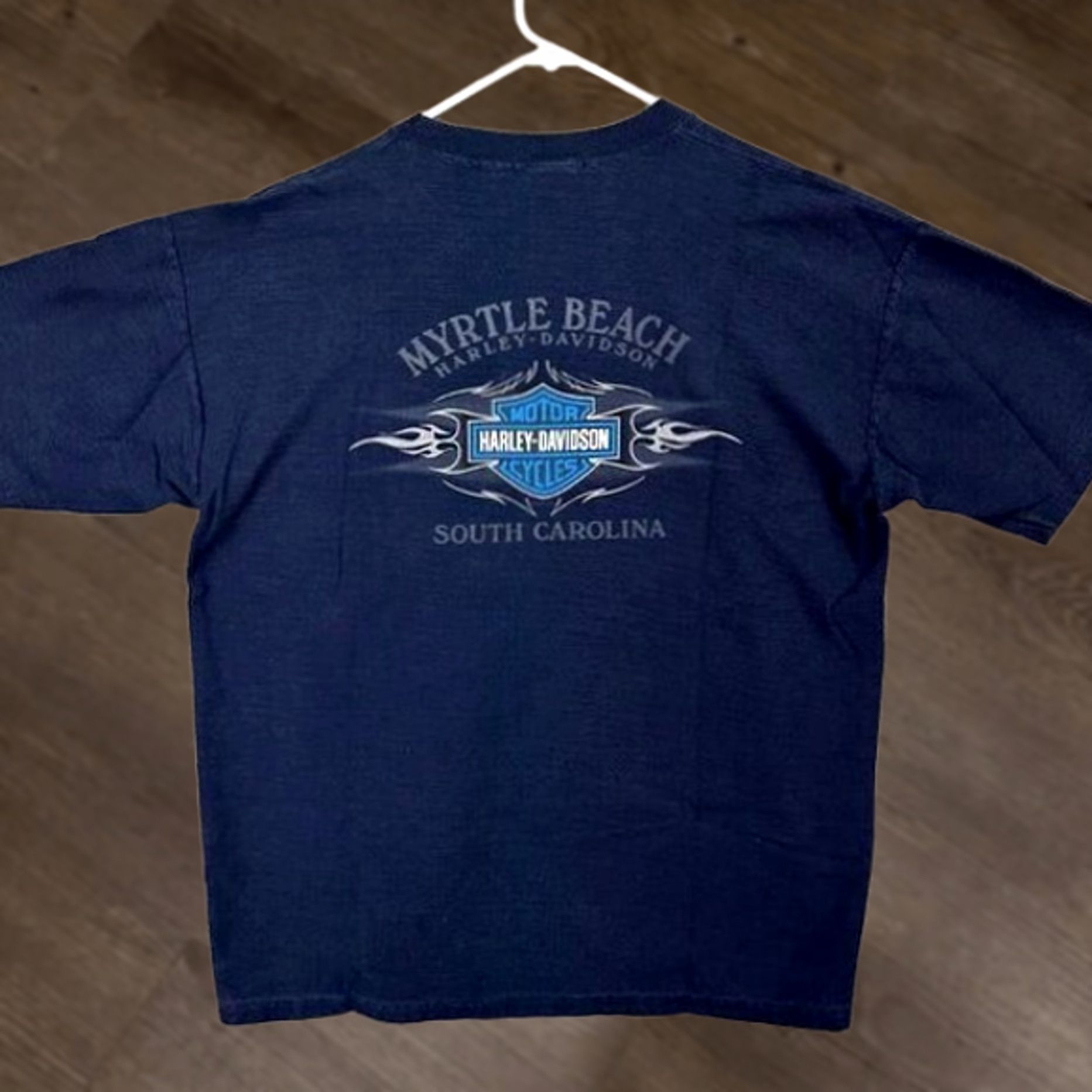 Harley Davidson VINTAGE Harley-Davidson T-Shirt Navy Graphic Print Tee Made In USA Mens XL Short Sleeve Crew Neck Cotton Apparel Shirts Men Size US XL / EU 56 / 4 - 1 Thumbnail