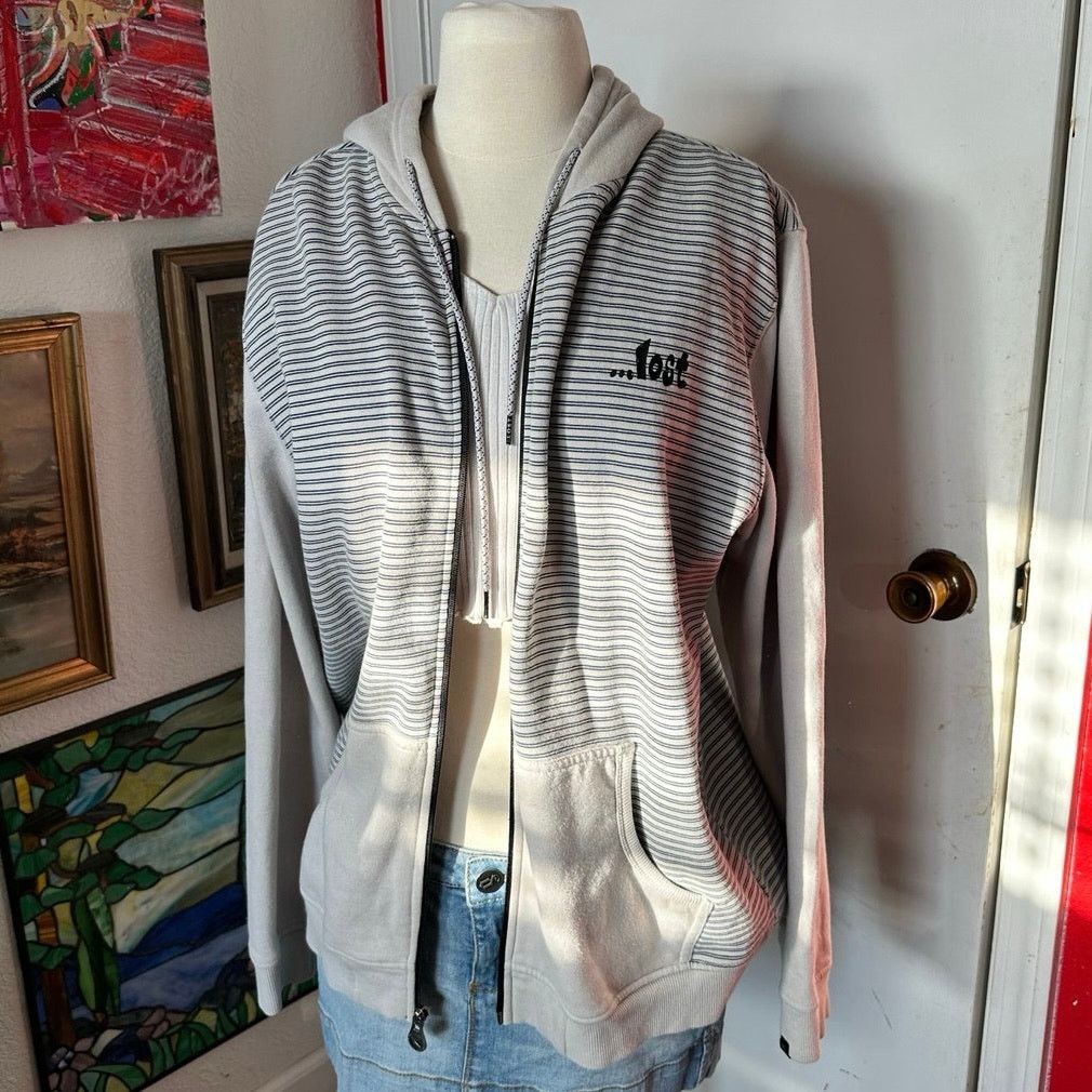 Lost Enterprises grey lost brand zip up hooded jacket Size M / US 6-8 / IT 42-44 - 1 Thumbnail