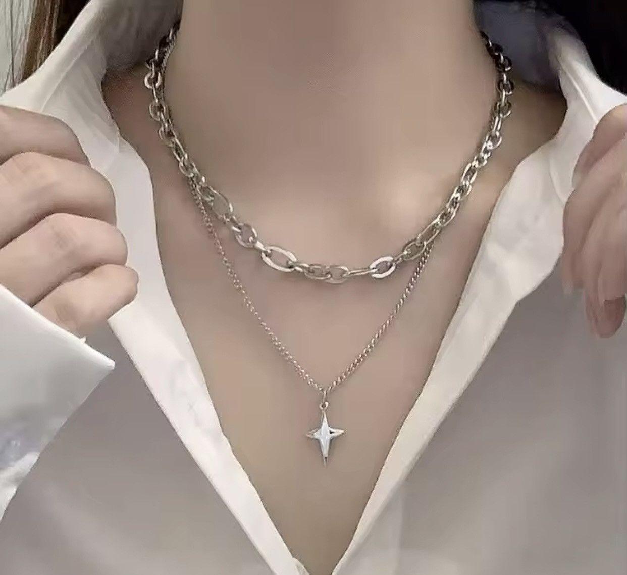 Jewelry Star Chain Necklace Punk Gothic Rock Size ONE SIZE - 4 Thumbnail