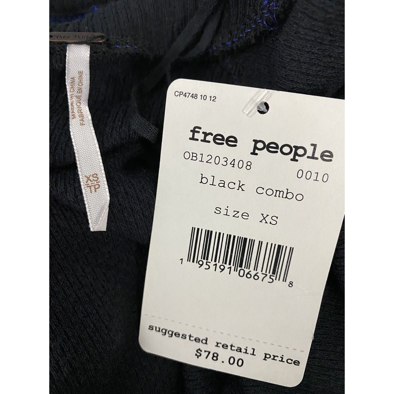 Free People FREE PEOPLE Black Thermal In The Mix Cuf Top Size XS A002074 Size XS / US 0-2 / IT 36-38 - 5 Thumbnail
