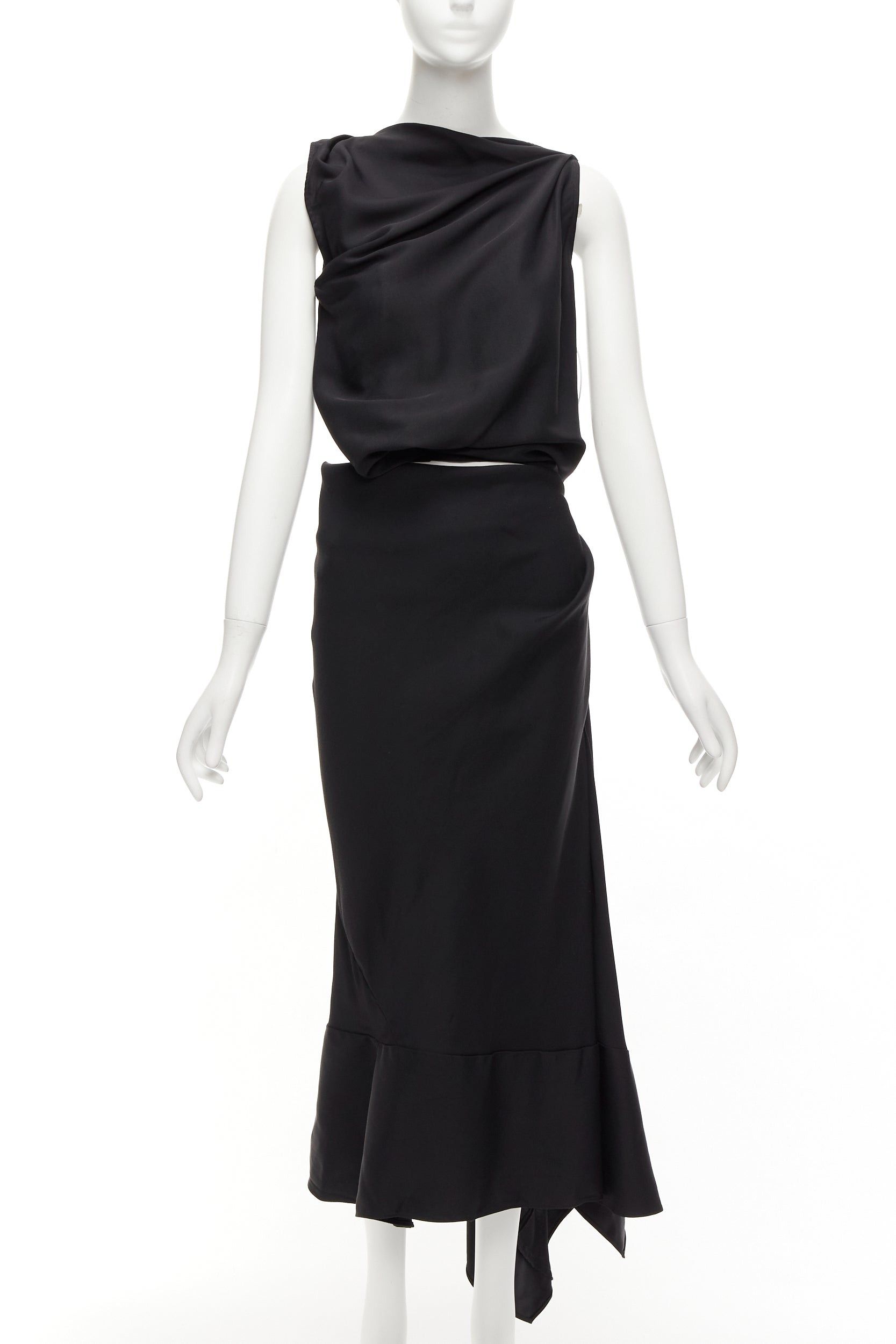 image of Maticevski 2020 Energy Slash Black Drape Front Hi Low Cut Out Dress Aus8 S, Women's (Size Medium)