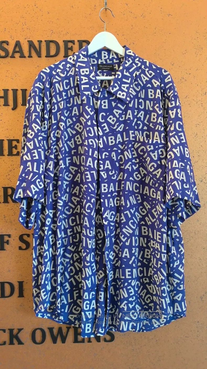 Balenciaga Balenciaga size 39 Classic Full Logo Silk Shirt Size US L / EU 52-54 / 3 - 1 Thumbnail