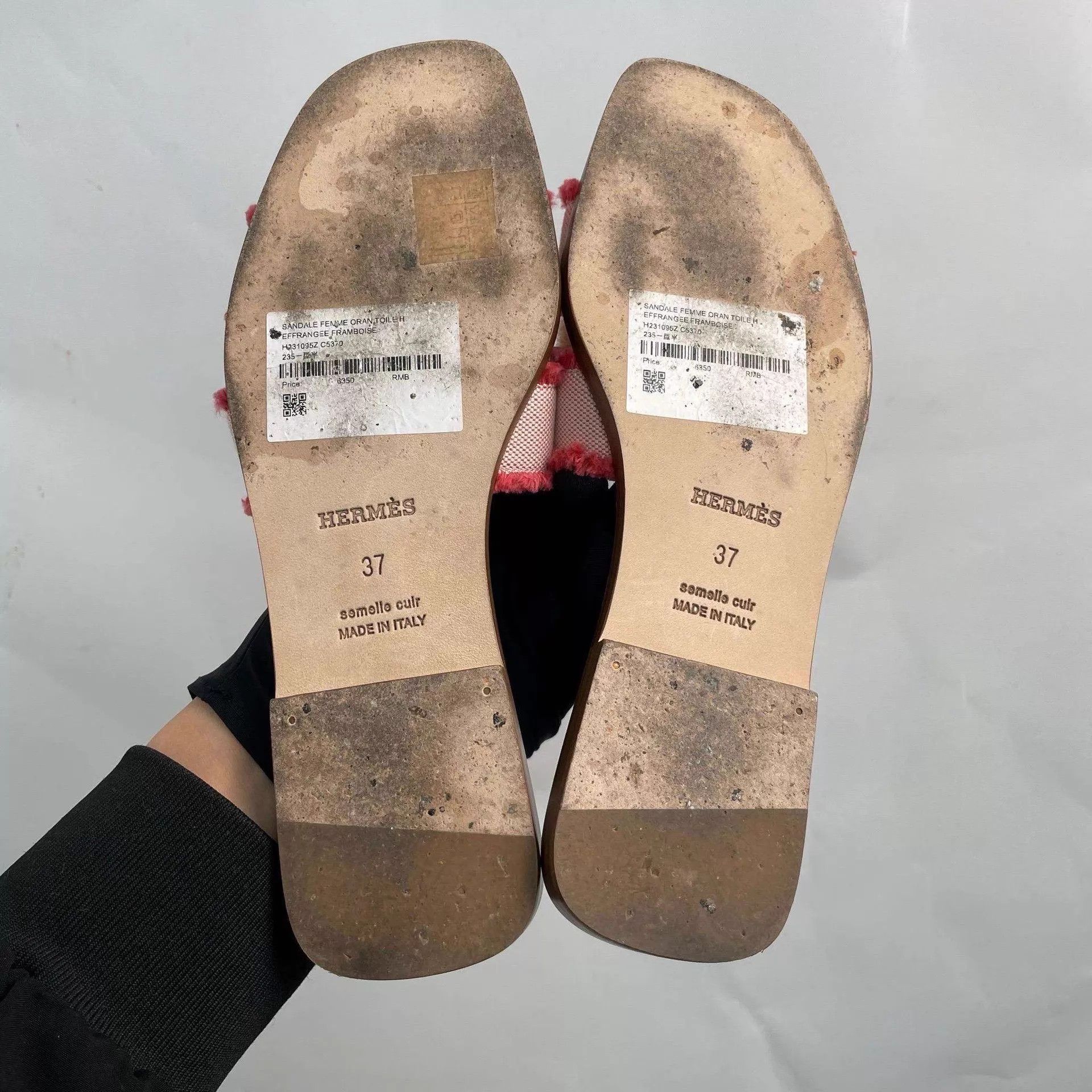 Hermes Hermès leather slippers pink red Size US 6.5 / IT 36.5 - 2 Thumbnail