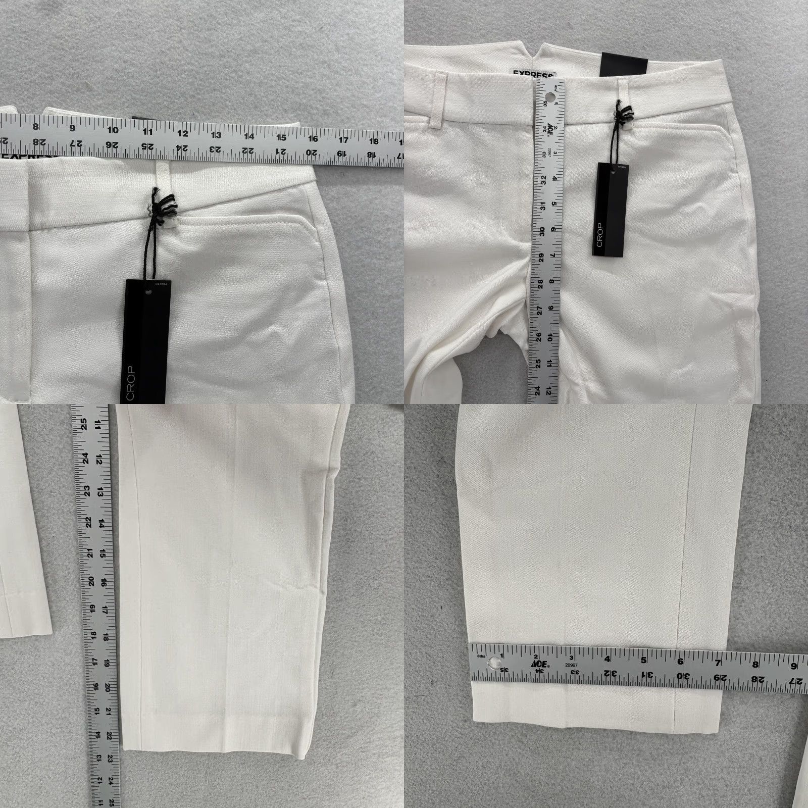 Express VINTAGE EXPRESS Crop Dress Pants Womens 6 White Straight Leg Twill Stretch NWT Size 28" / US 6 / IT 42 - 8 Thumbnail