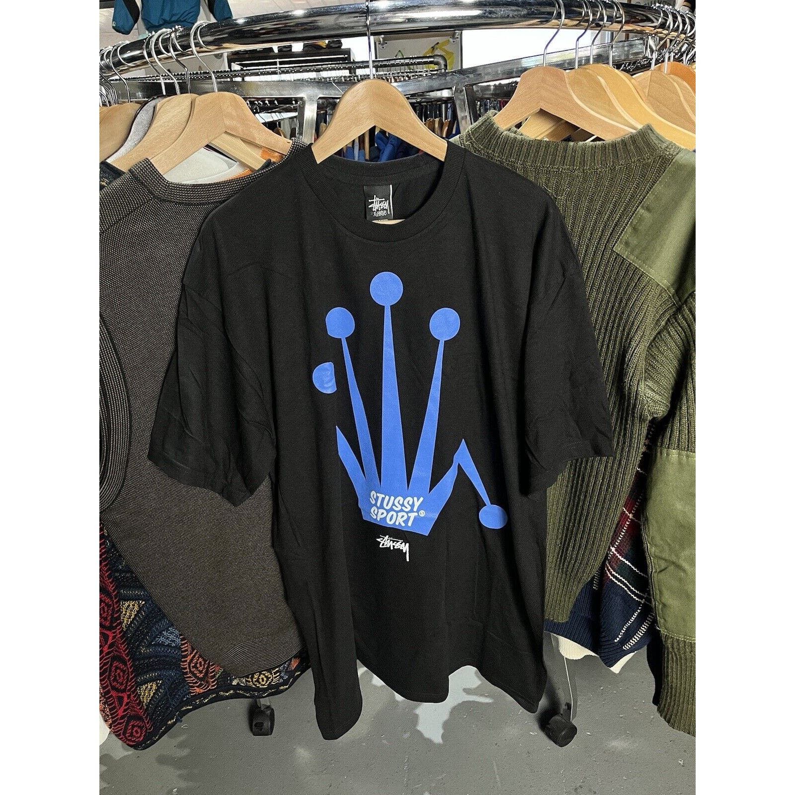 image of Vintage Stussy Lb Crown Black Blue T-Shirt Tee Size Xl, Men's