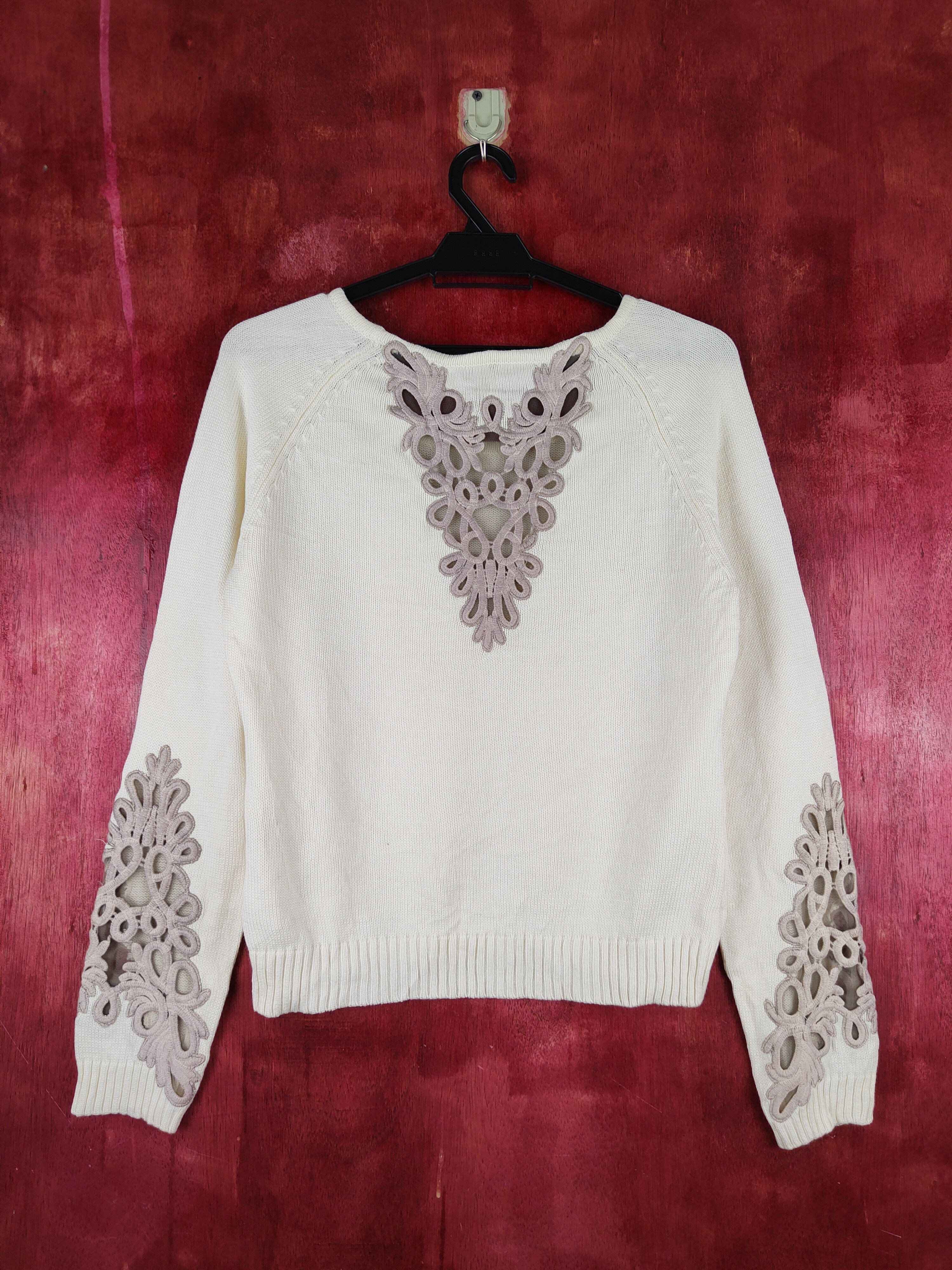 Japanese Brand Together Cream Knitwear art Sweatshirt #S1264 Size S / US 4 / IT 40 - 1 Thumbnail