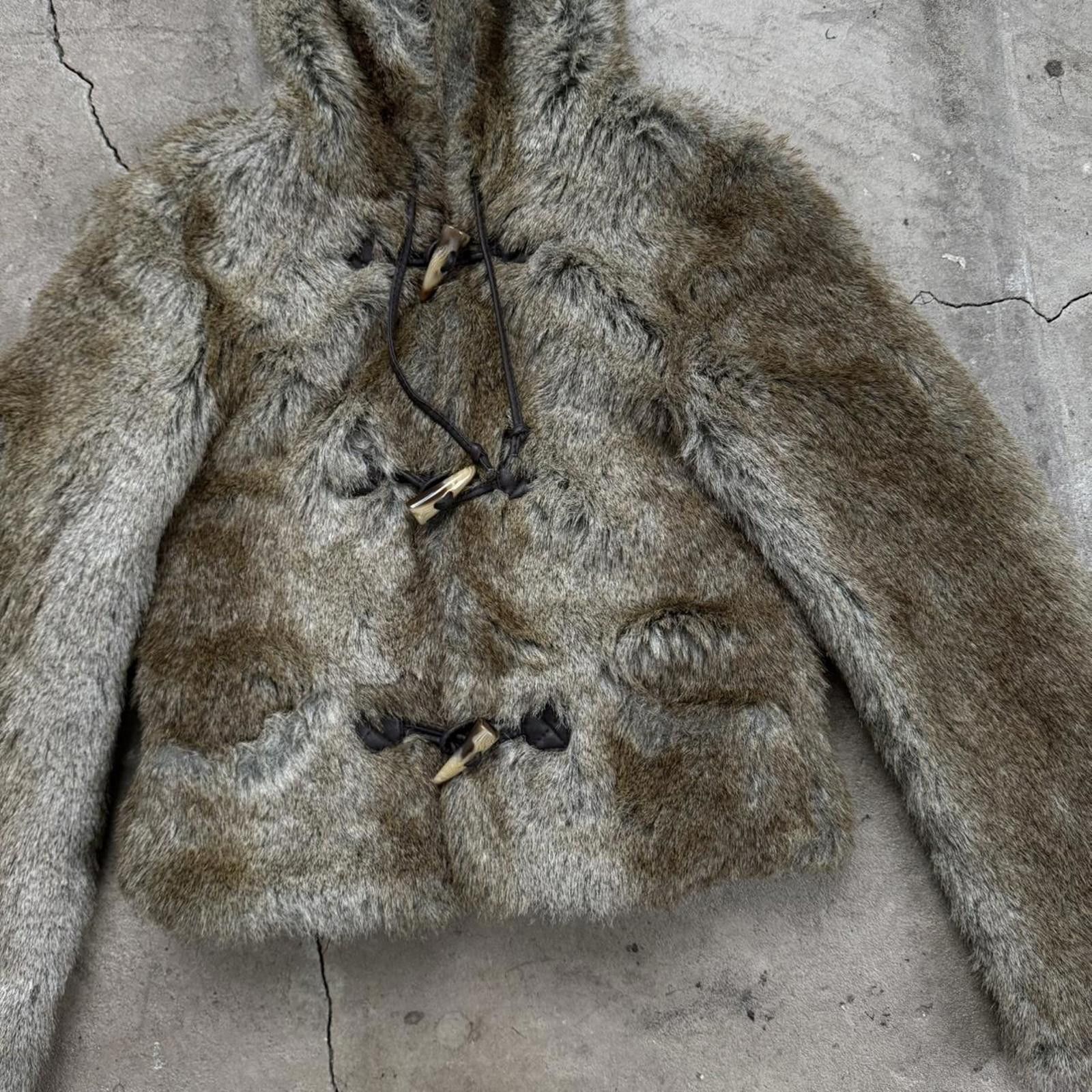 Le Grande Bleu (L.G.B.) Y2K Only Faux Fur Crop Hooded Jacket Size S / US 4 / IT 40 - 4 Thumbnail