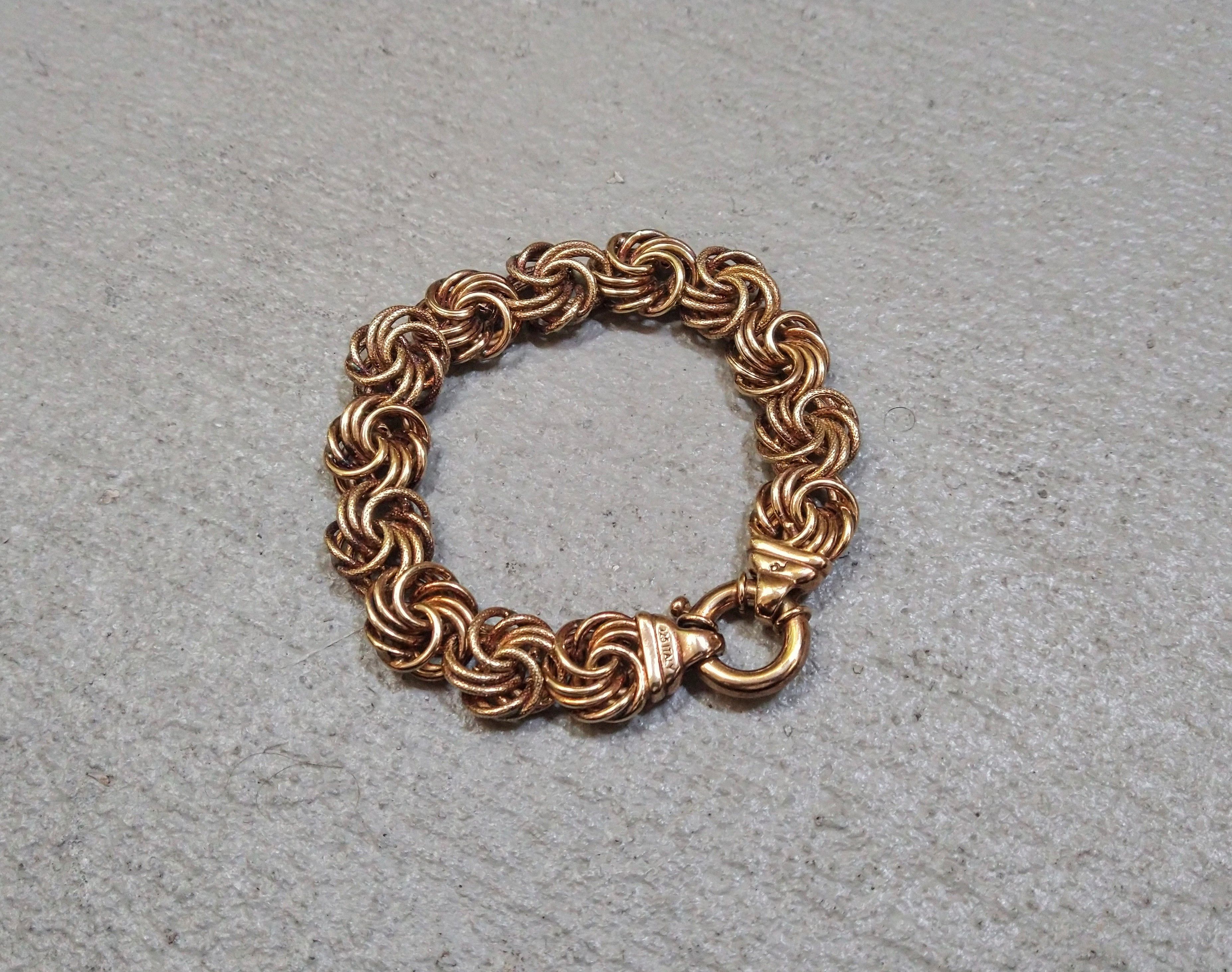 Jewelry Sterling Silver Bracelet Rosetta Link Chain Milor Italy 7.75 Size ONE SIZE - 1 Thumbnail