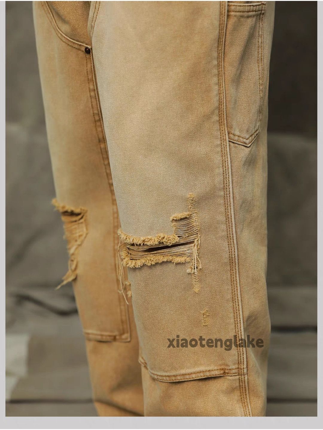 Jean × Vintage washed faded workwear carpenter baggy ripped jeans Size US 36 / EU 52 - 7 Thumbnail