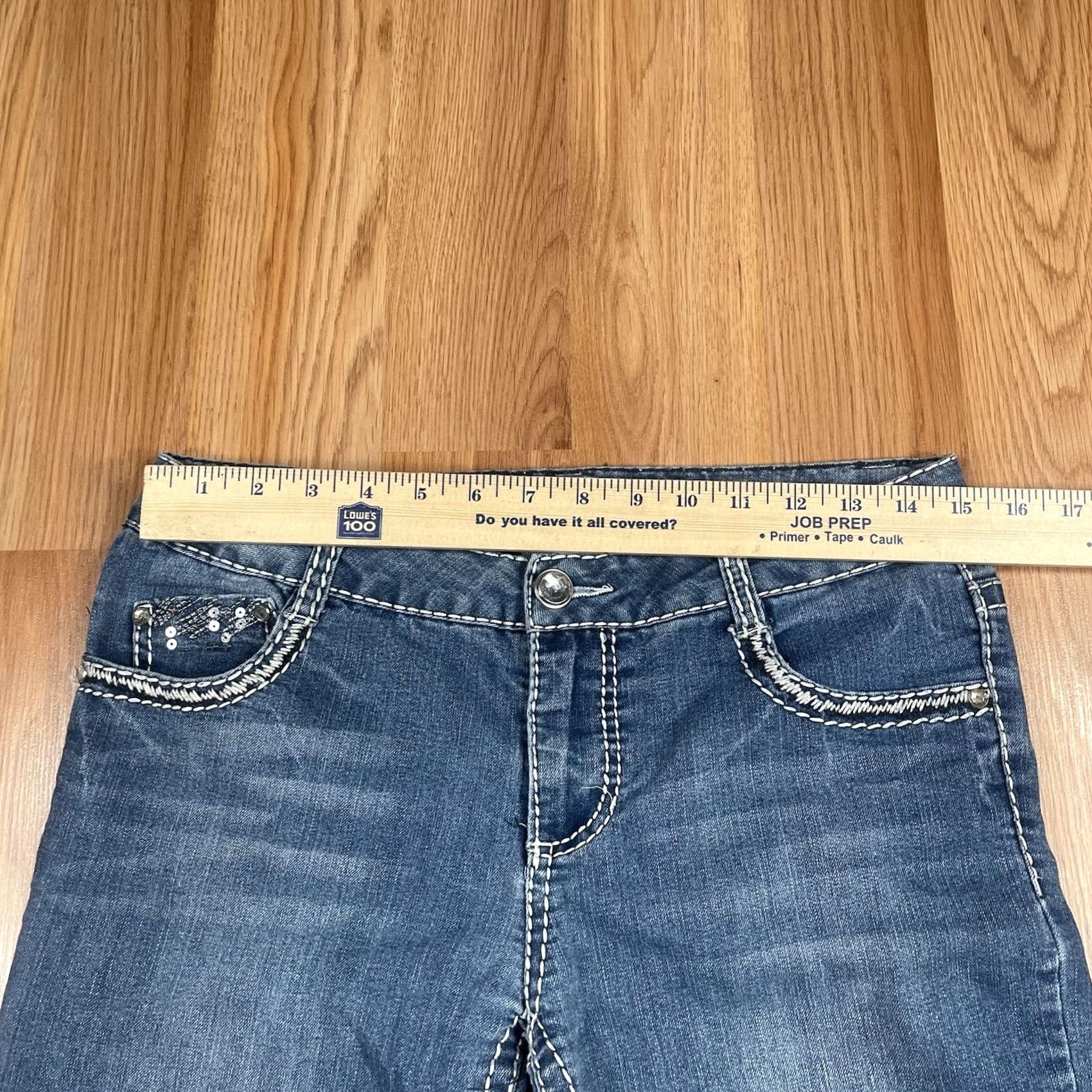 Vintage Alternative Title 2: Xhilaration Jeans Womens 16 Straight Leg Flat Front Stretch Blue Denim Pants - New Condition Size 38" / US 16 / IT 52 - 3 Thumbnail