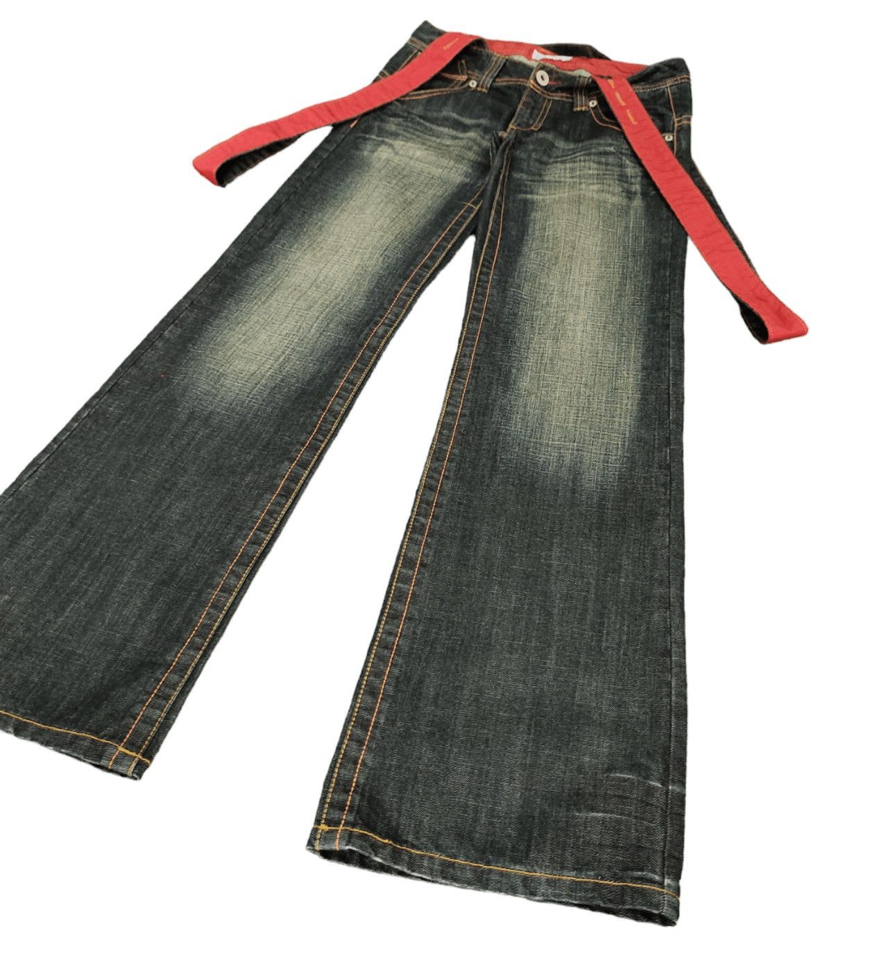 Flare Jeans Avice Suspender Bondage Faded Boot Cut Goa Style