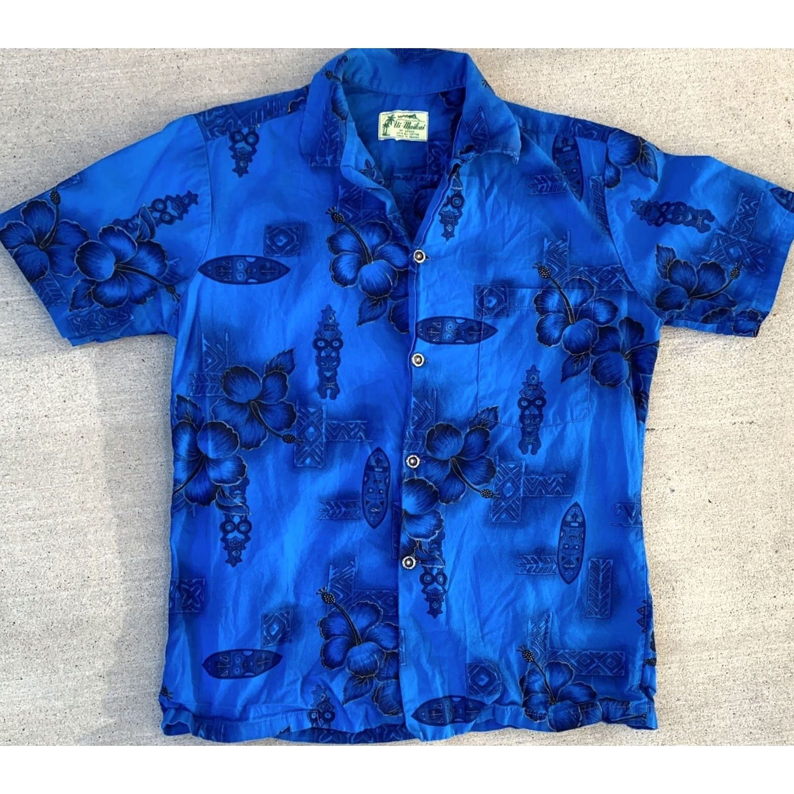 Vintage VINTAGE Ui Maikai Hawaiian Shirt Tiki Aloha Surf Blue Mens XS Size US XS / EU 42 / 0 - 7 Thumbnail
