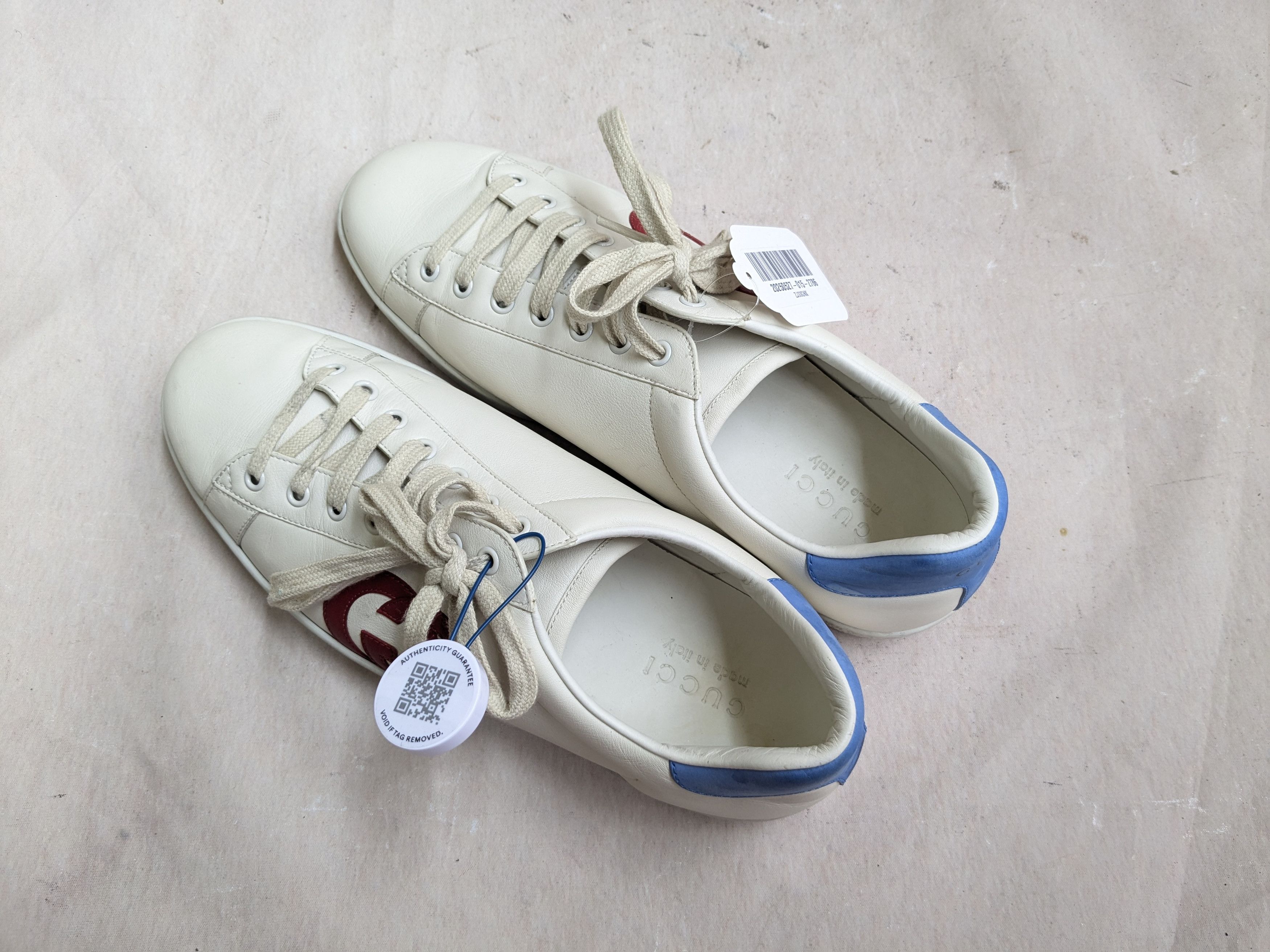 Gucci Ace Sneakers GG White Blue 10.5 Low Leather